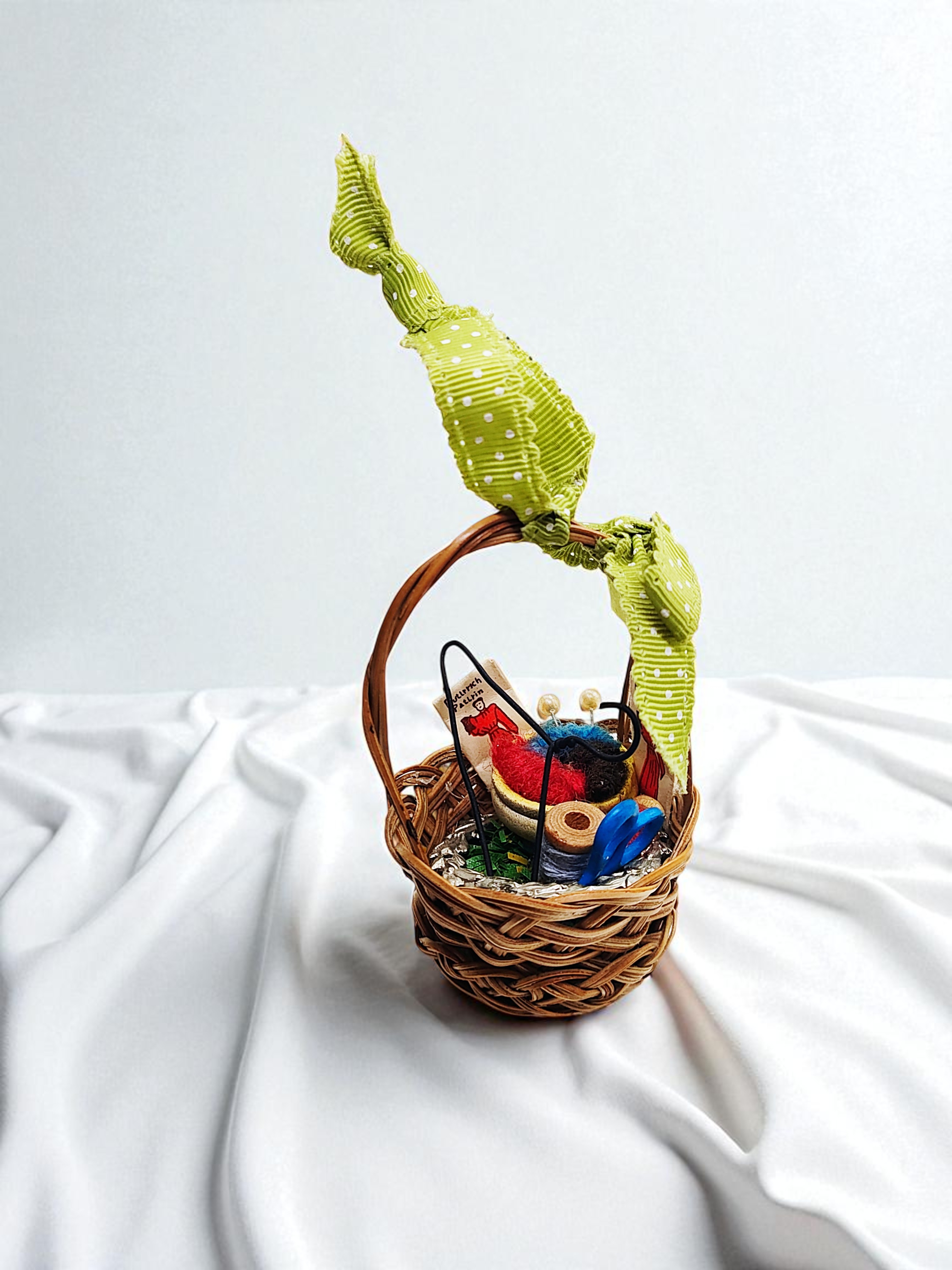 Mini Craft Supply Wicker Basket Ornament