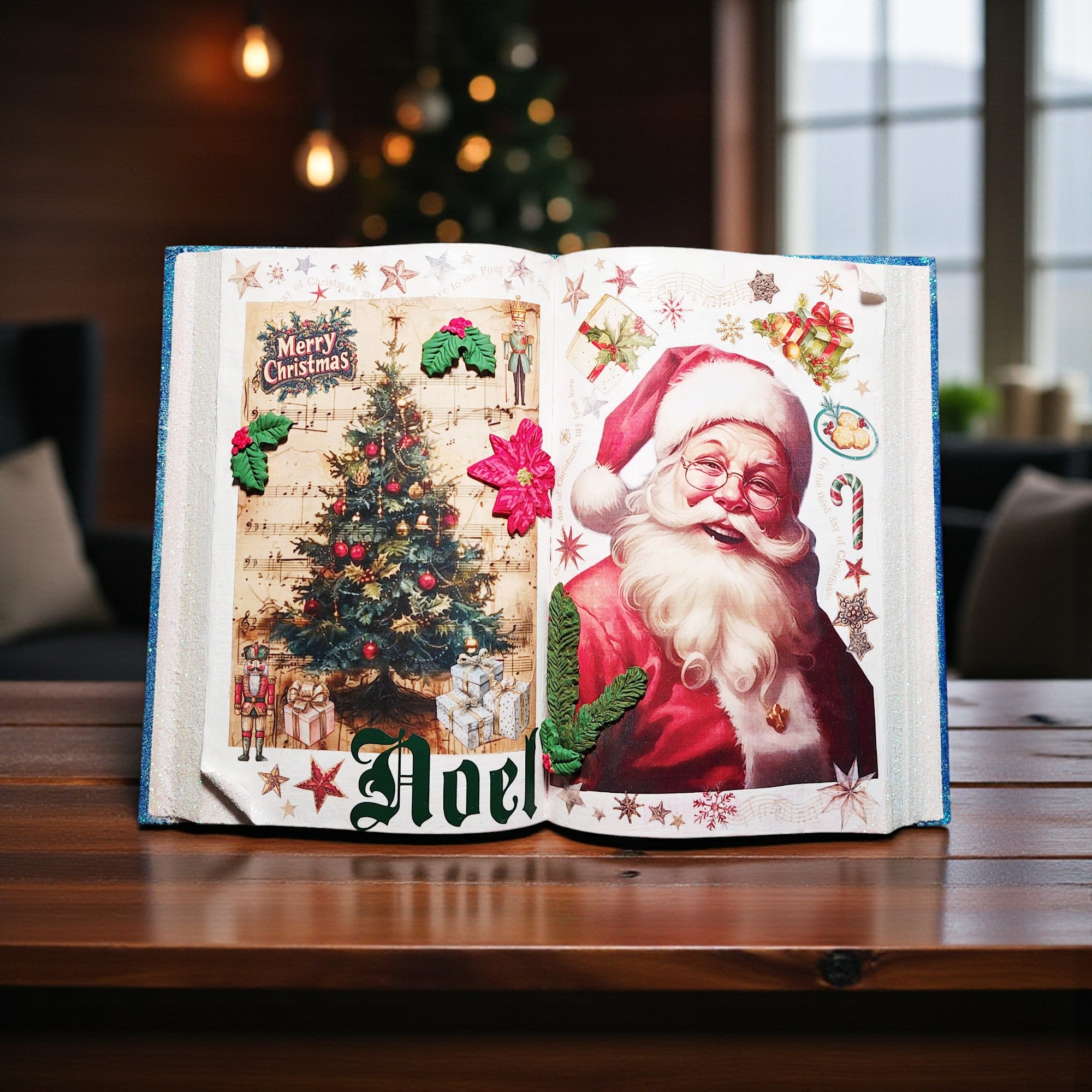 Santa Claus & Christmas Tree Book Decoration