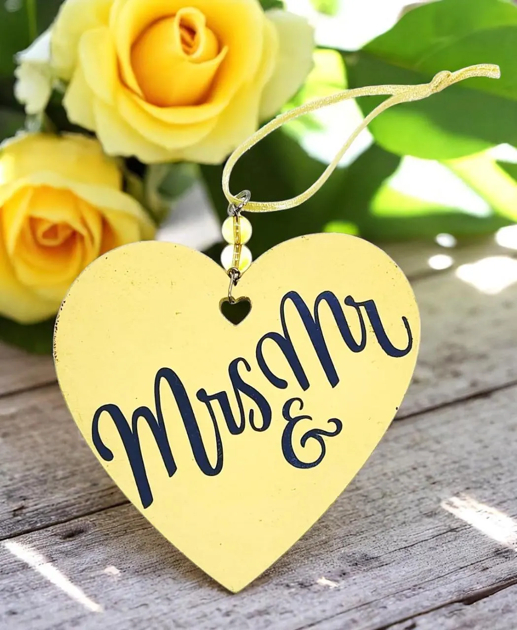 Lemon Yellow Personalized Wedding Keepsake Hanging Ornament Decoration