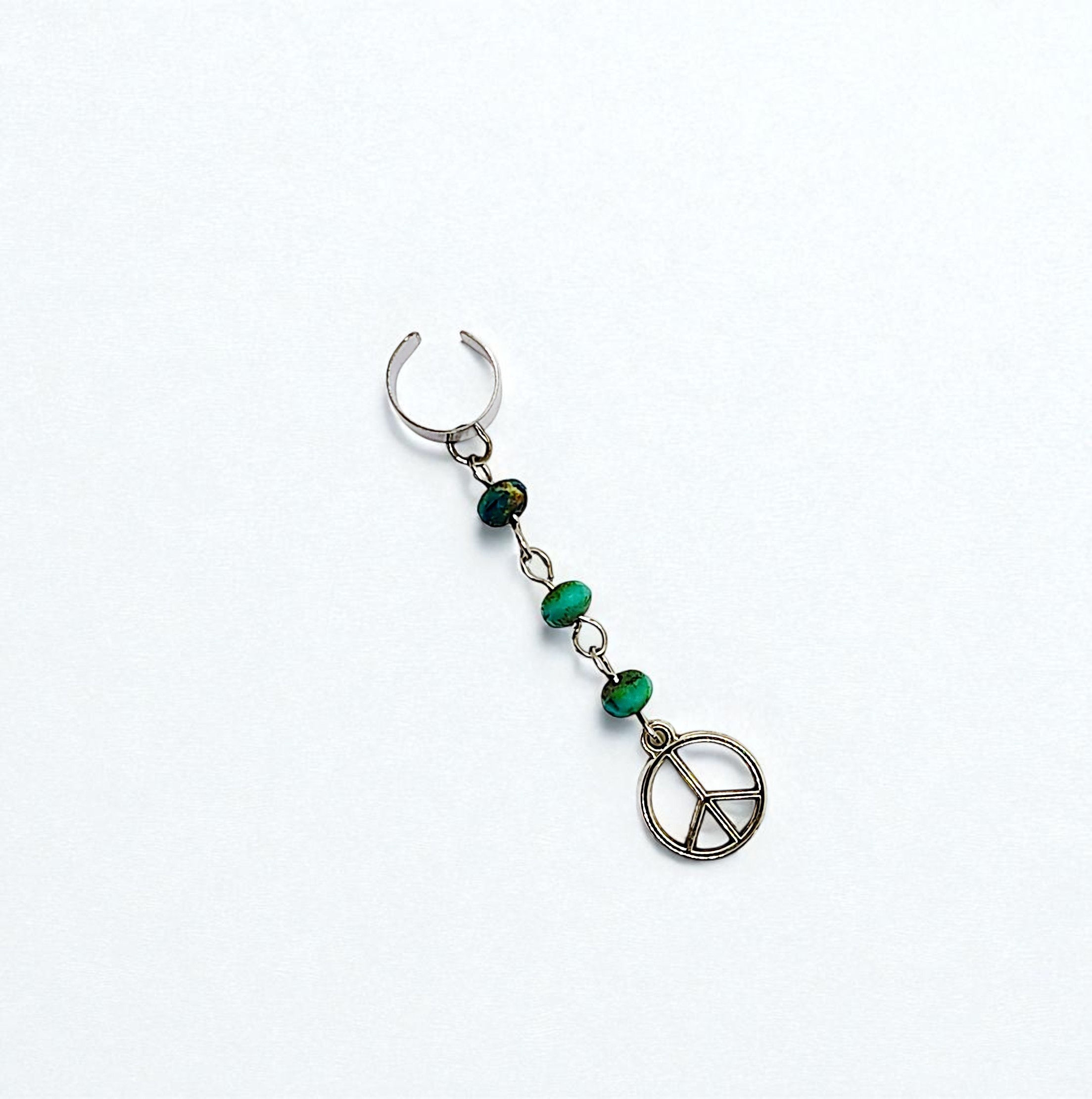 Beaded Peace Sign Dangly Ear Cuff