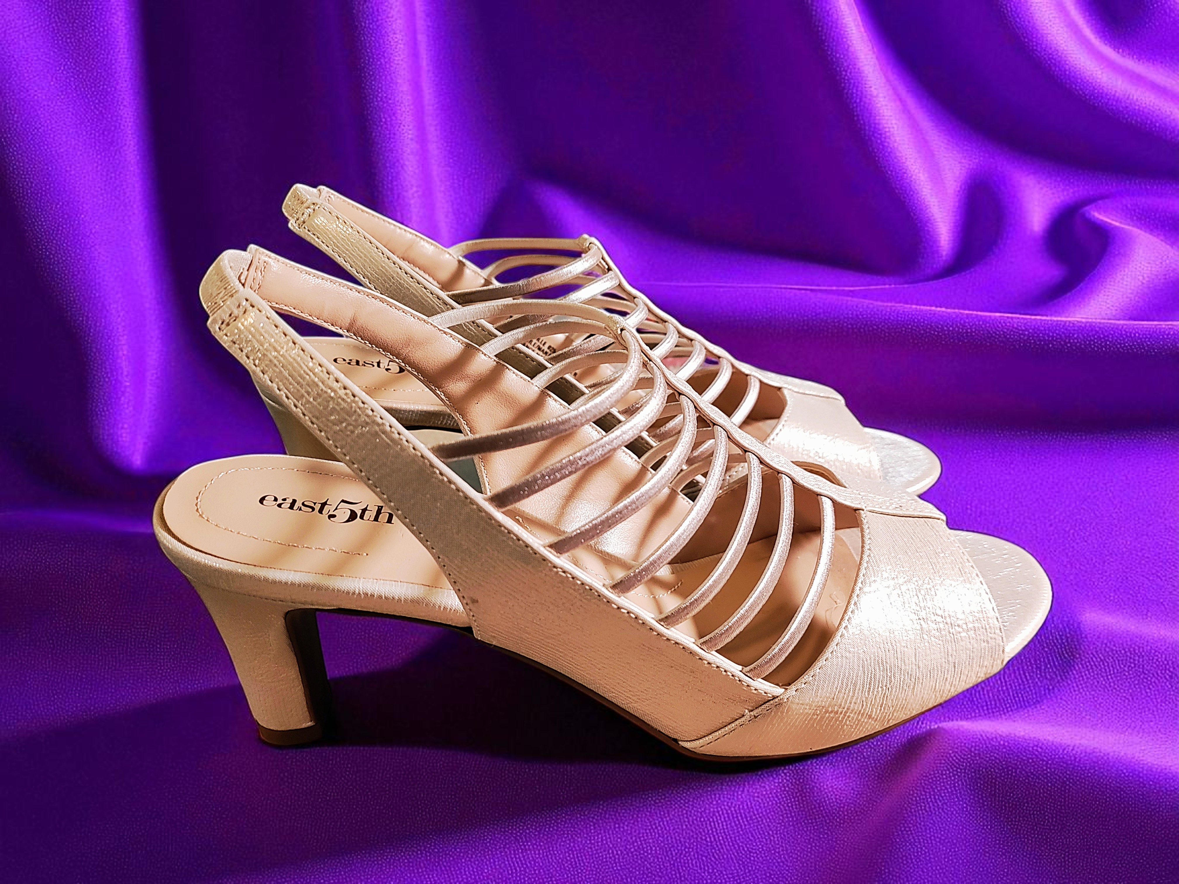 East 5th Champagne Sling Back Strap High Heel Sandals