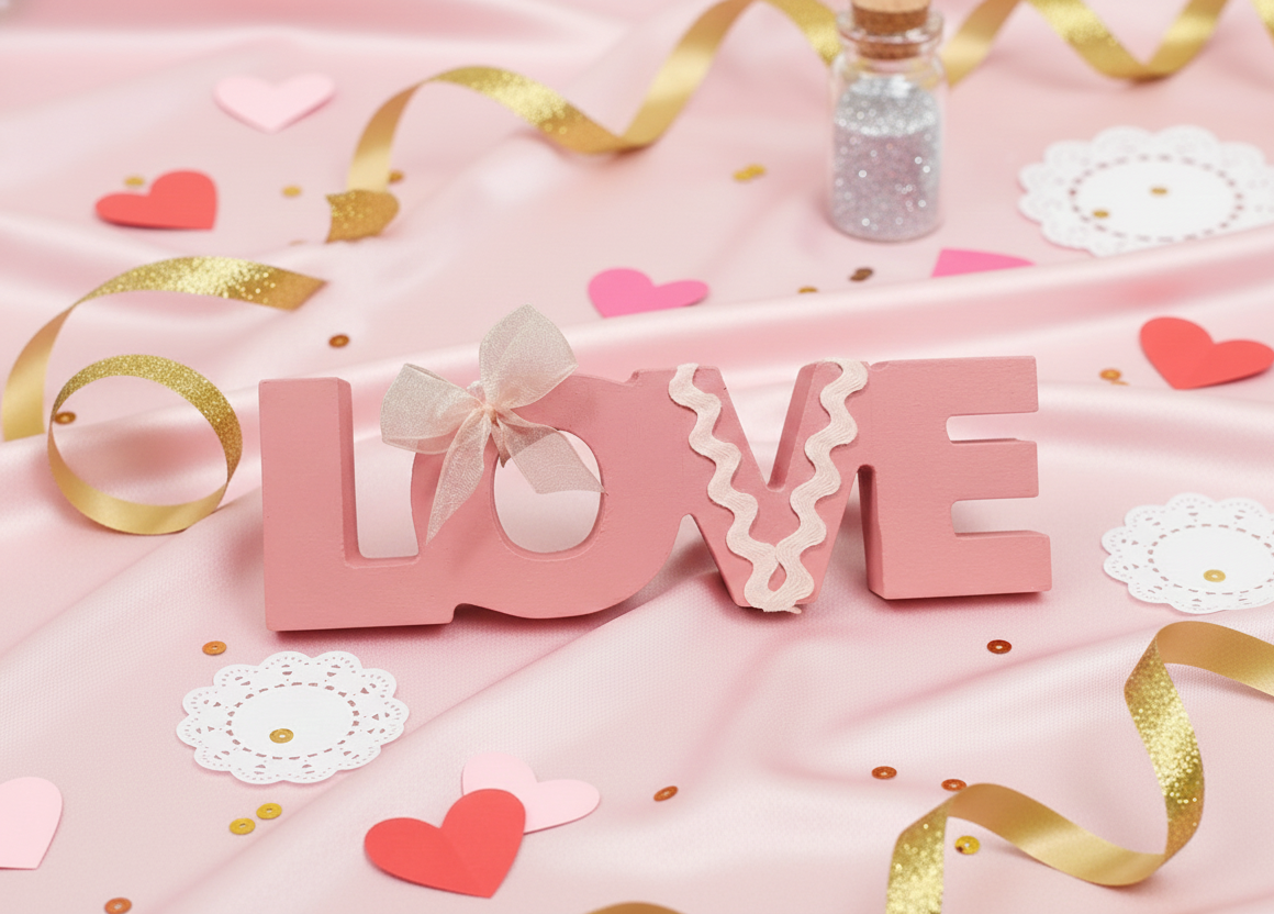 Handmade Small Wooden Decorative LOVE Shelf Sitter  