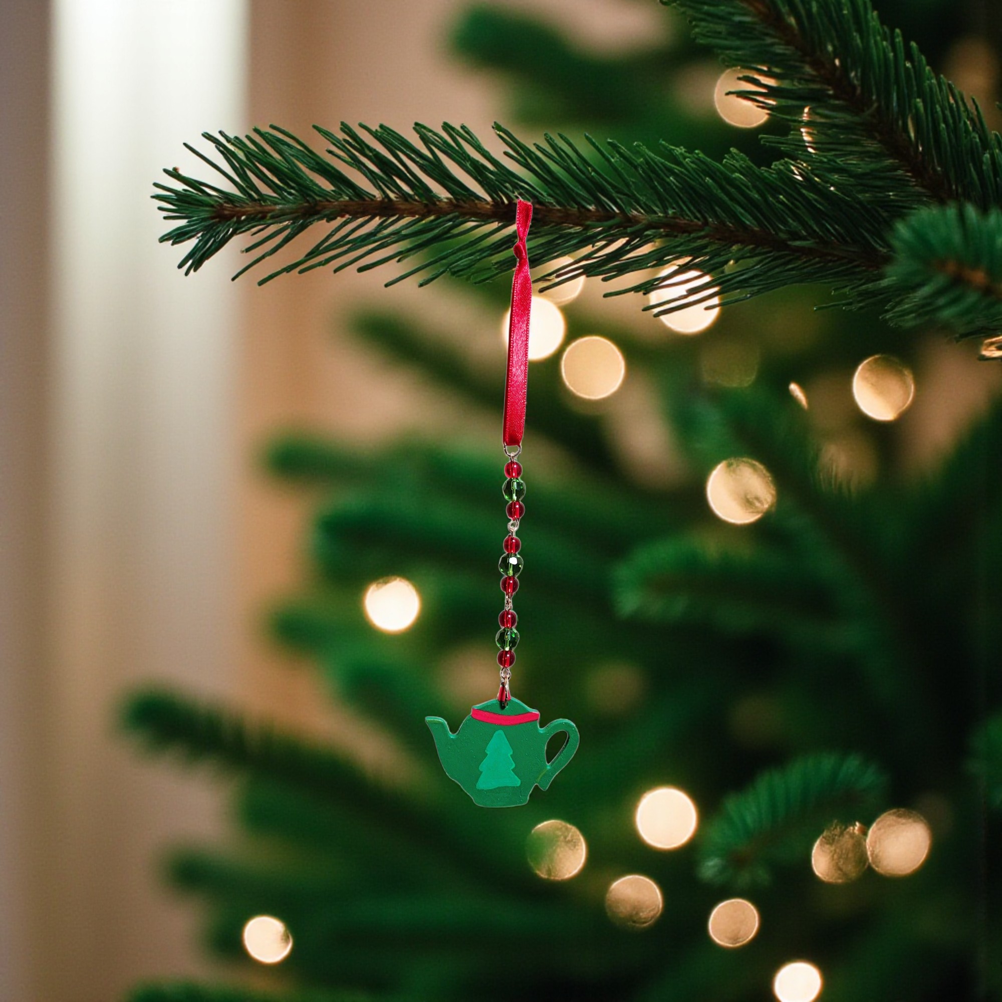 Beaded Holiday Teapot Icicle Ornament