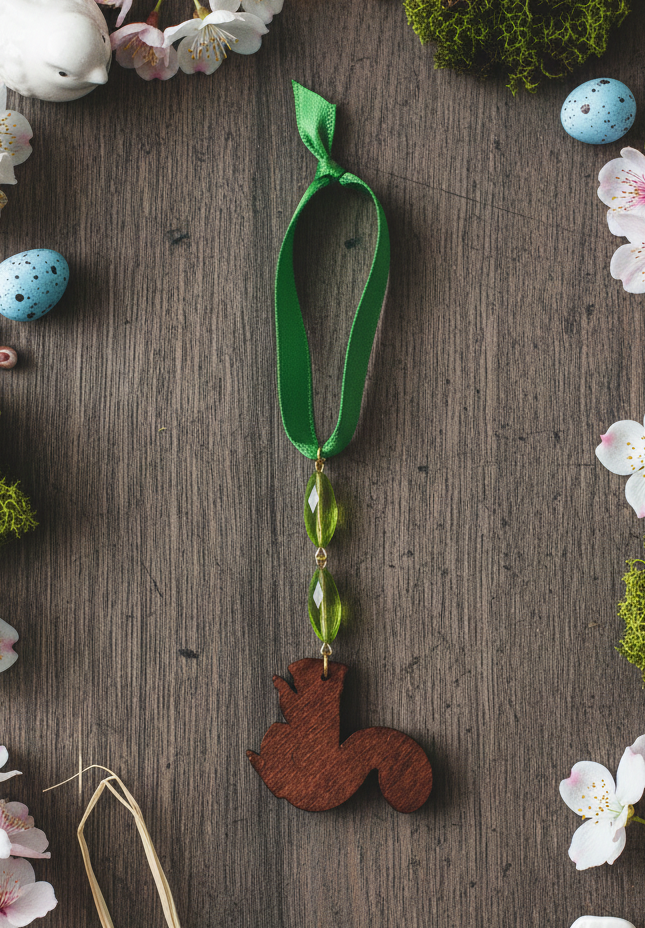 Handcrafted Squirrel Beaded Accent Ornament 