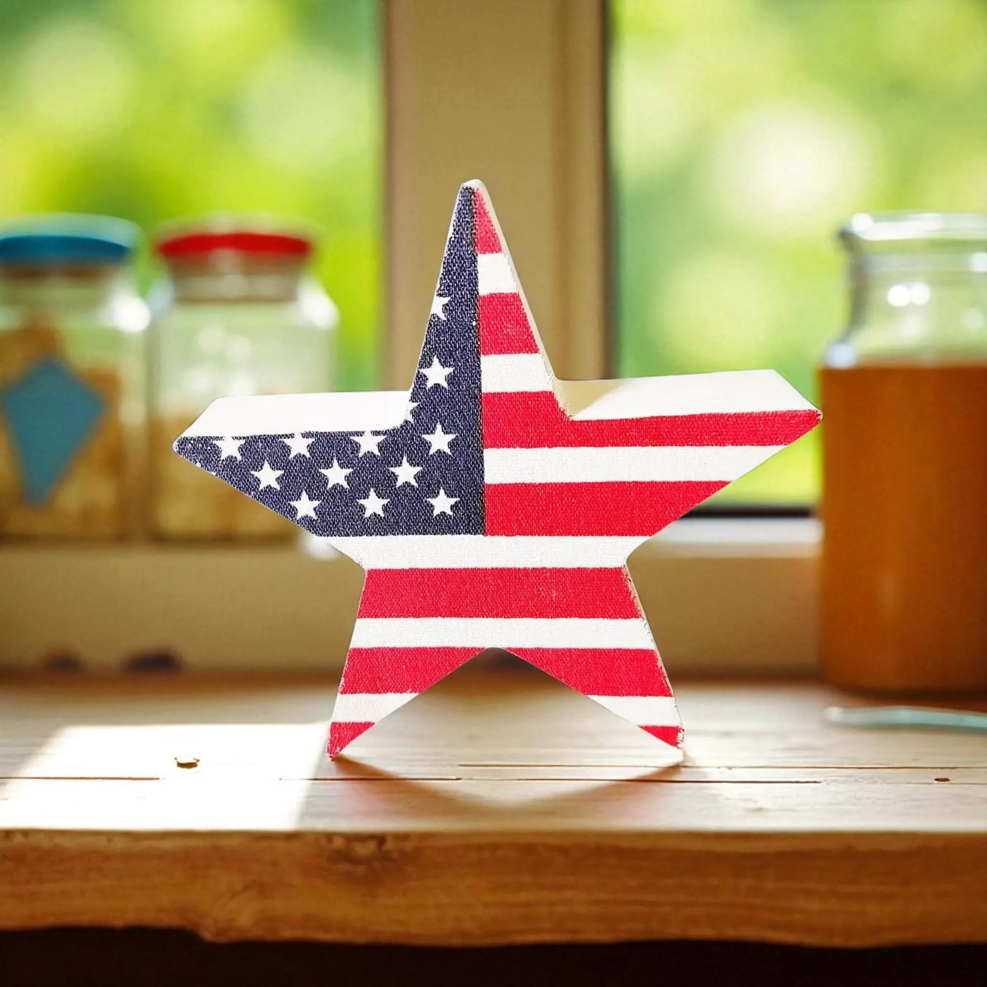 Patriotic Wooden Star Shelf Sitter