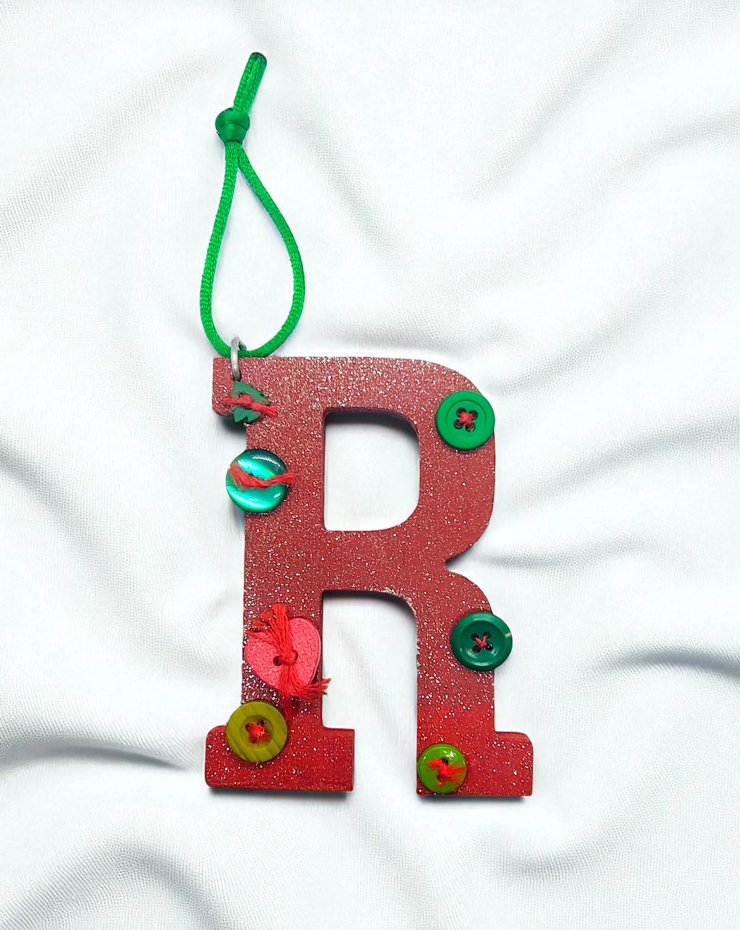Handcrafted Wooden Letter Initial R Ornament 