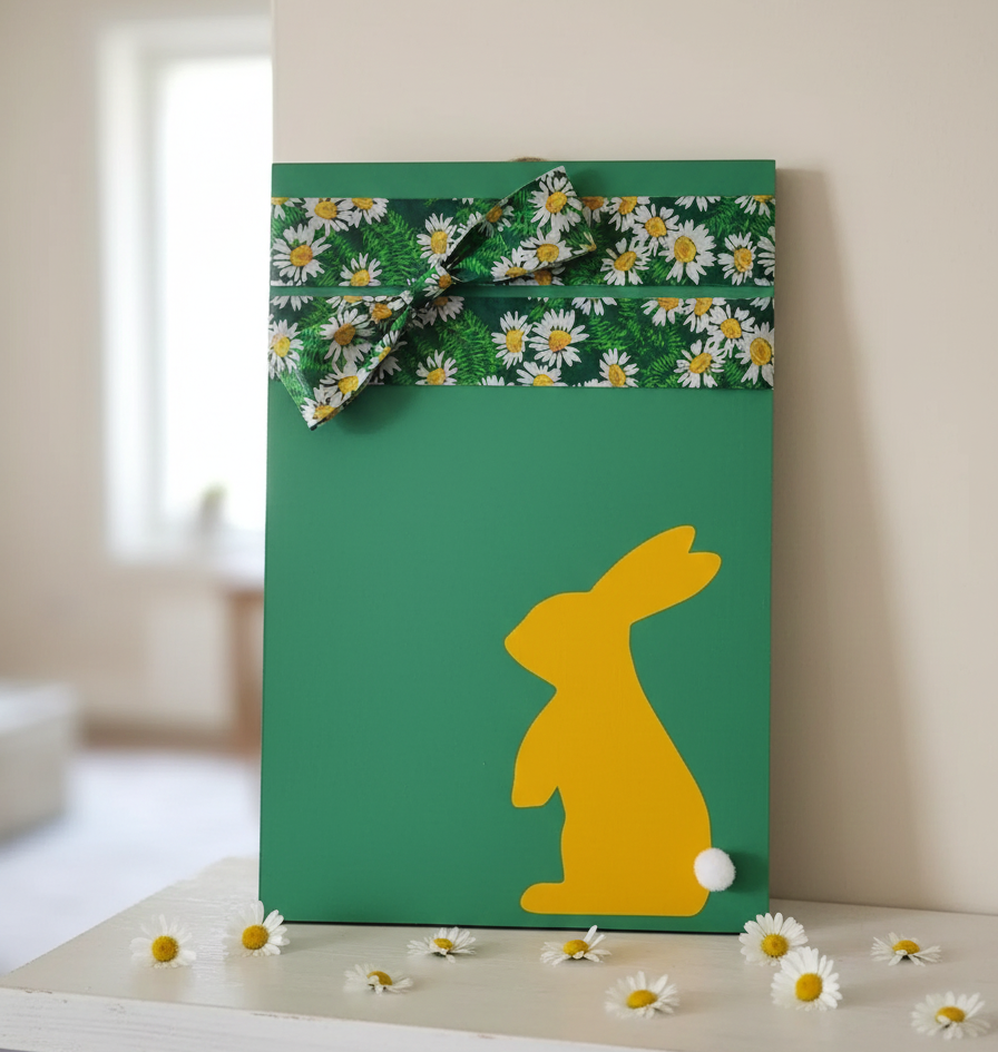 Whimsical Wood Easter Bunny Door Hanger