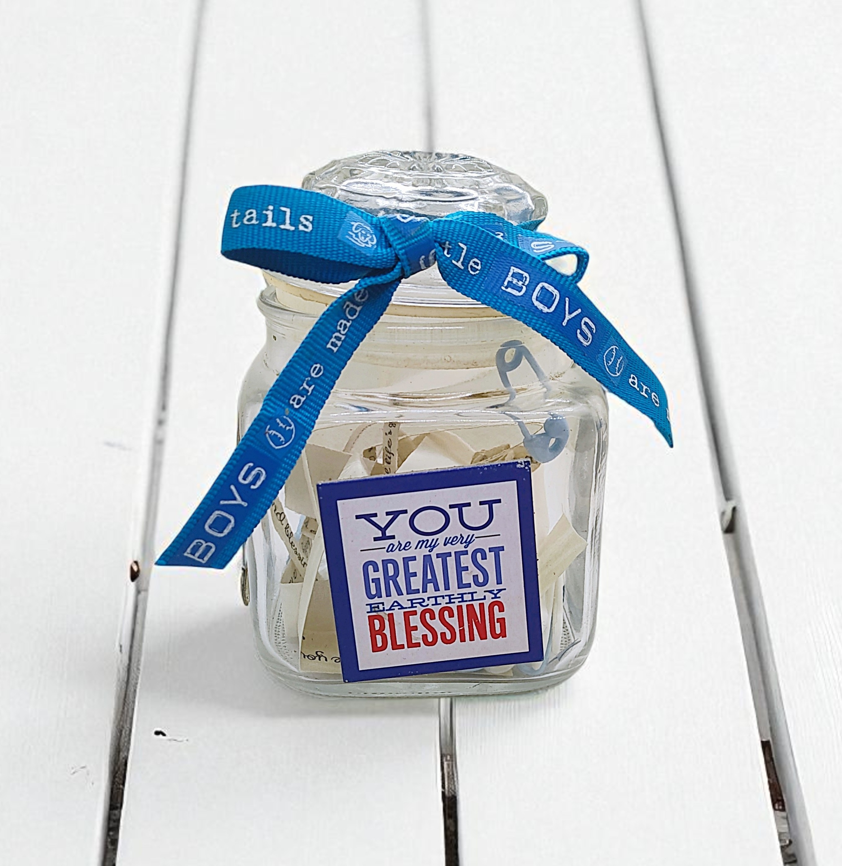 Glass Baby Boy Blessings Jar