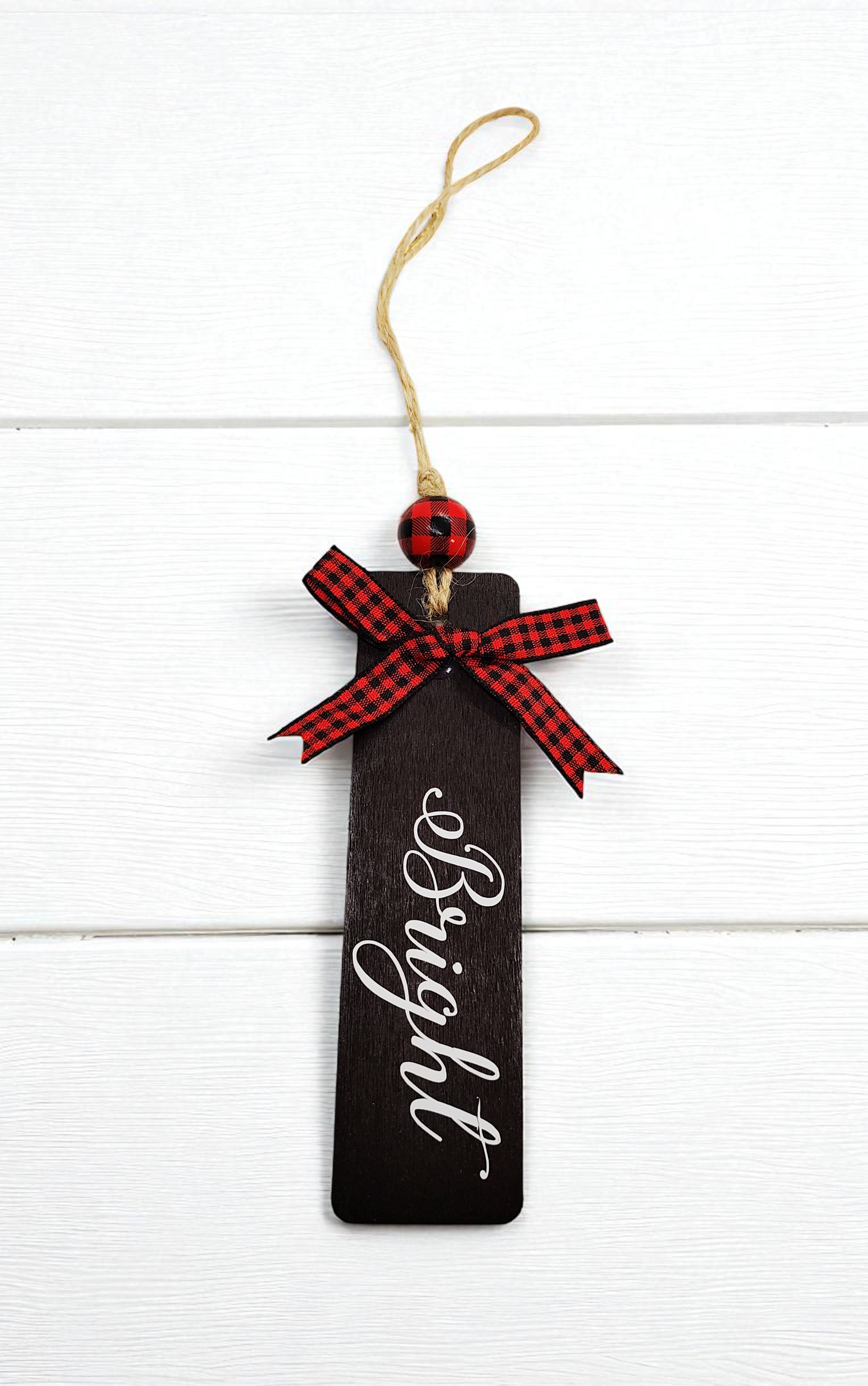 Black and Red Plaid Bright Wooden Door Hanger 