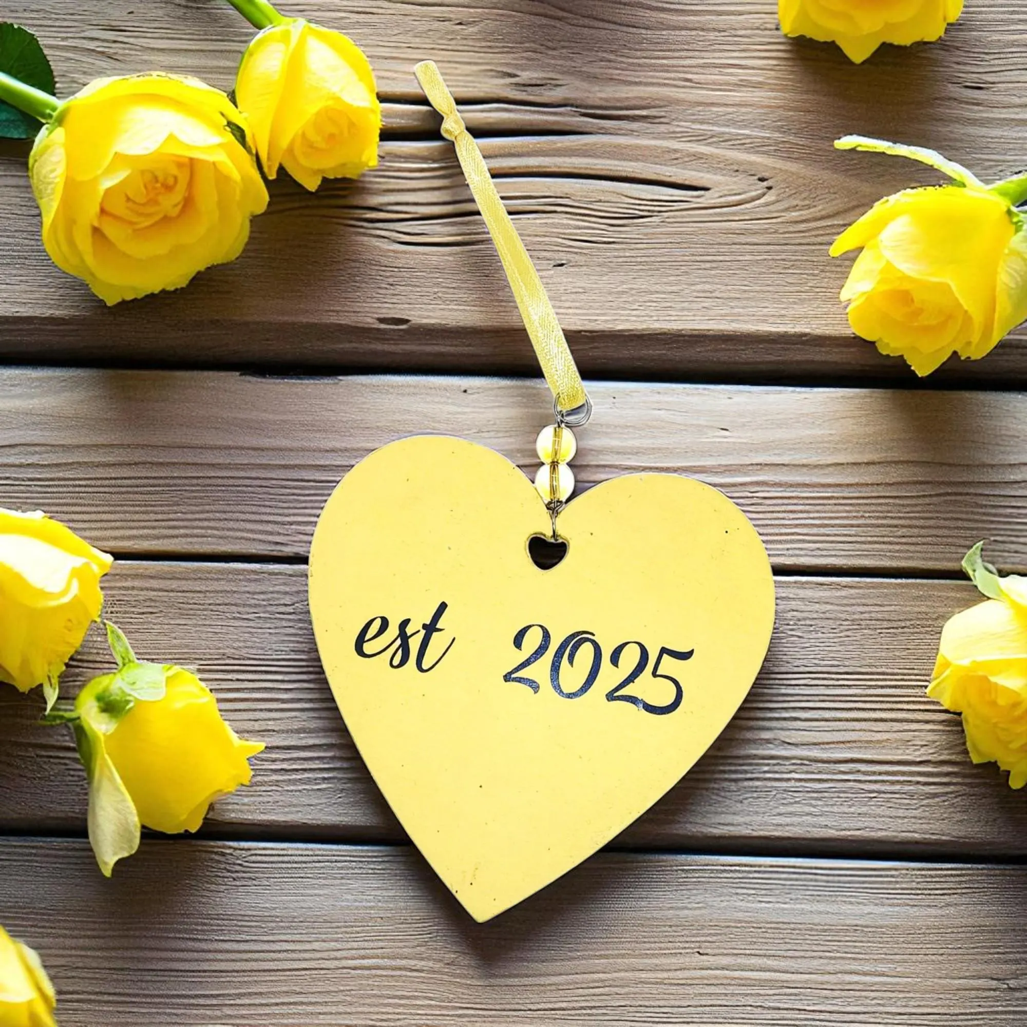 Lemon Yellow Personalized Wedding Keepsake Hanging Ornament Decoration