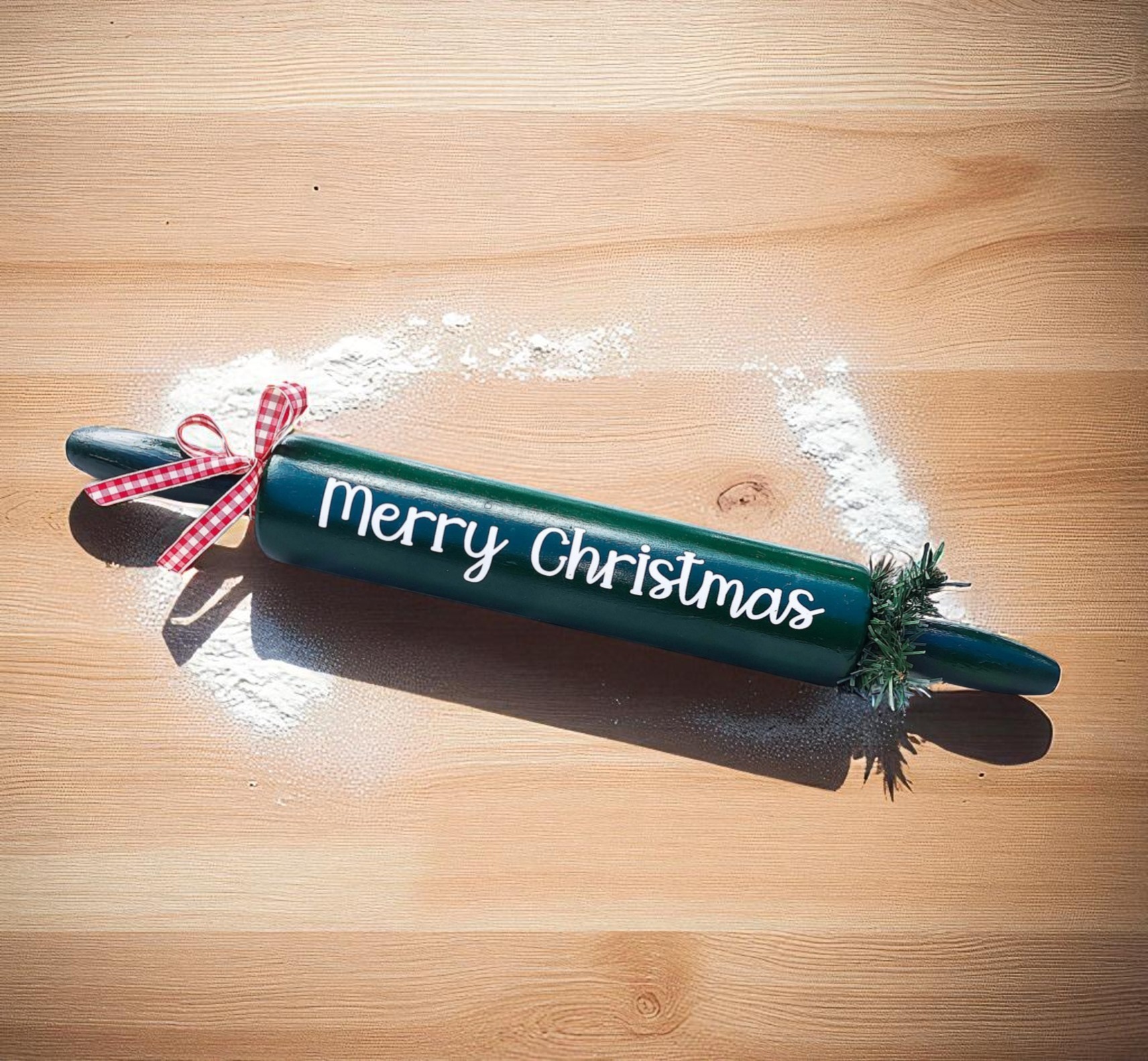Kitchen Wooden Merry Christmas Rolling Pin Decoration 