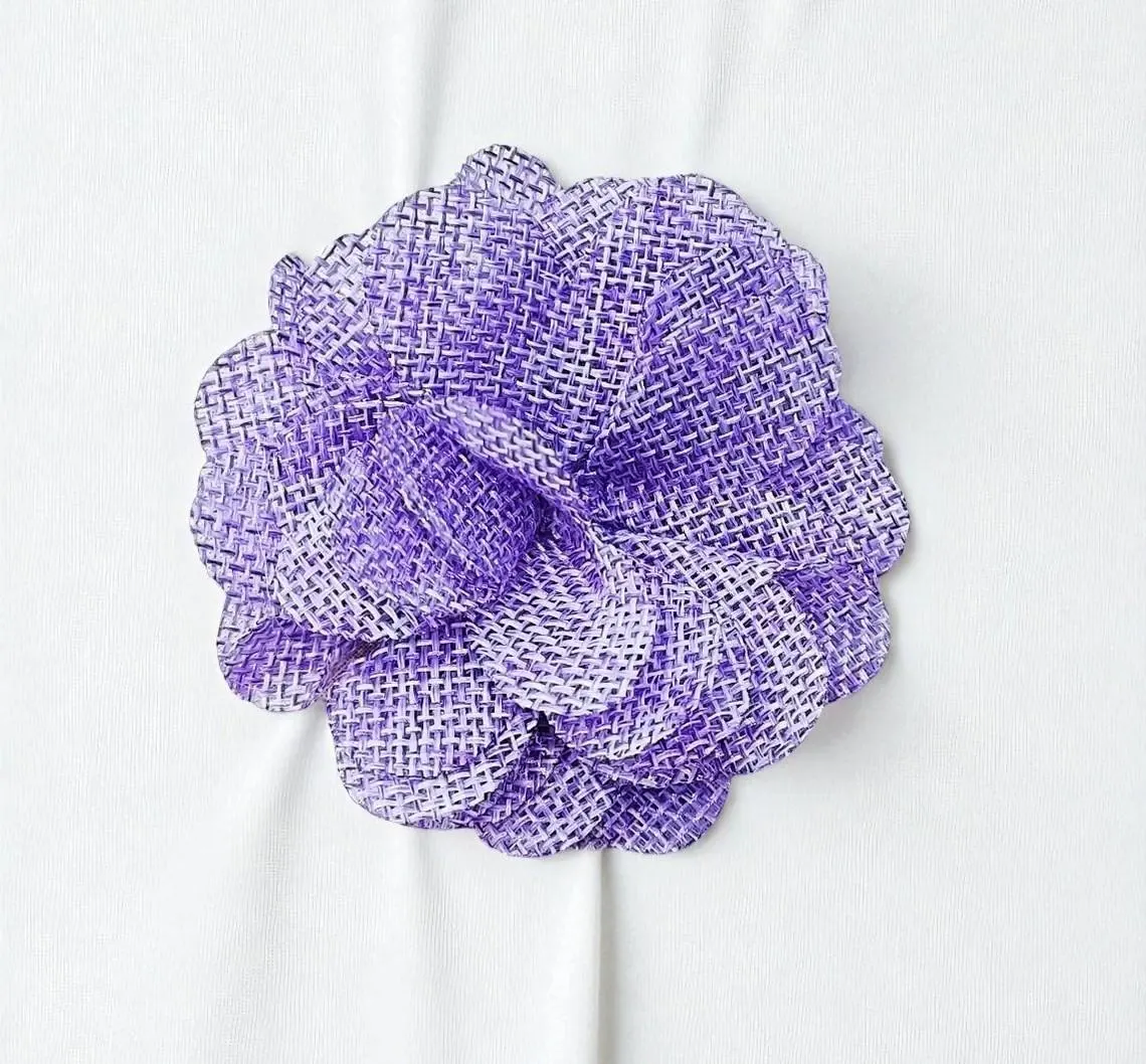 Purple Fabric Floral Hair Barrette Clip 
