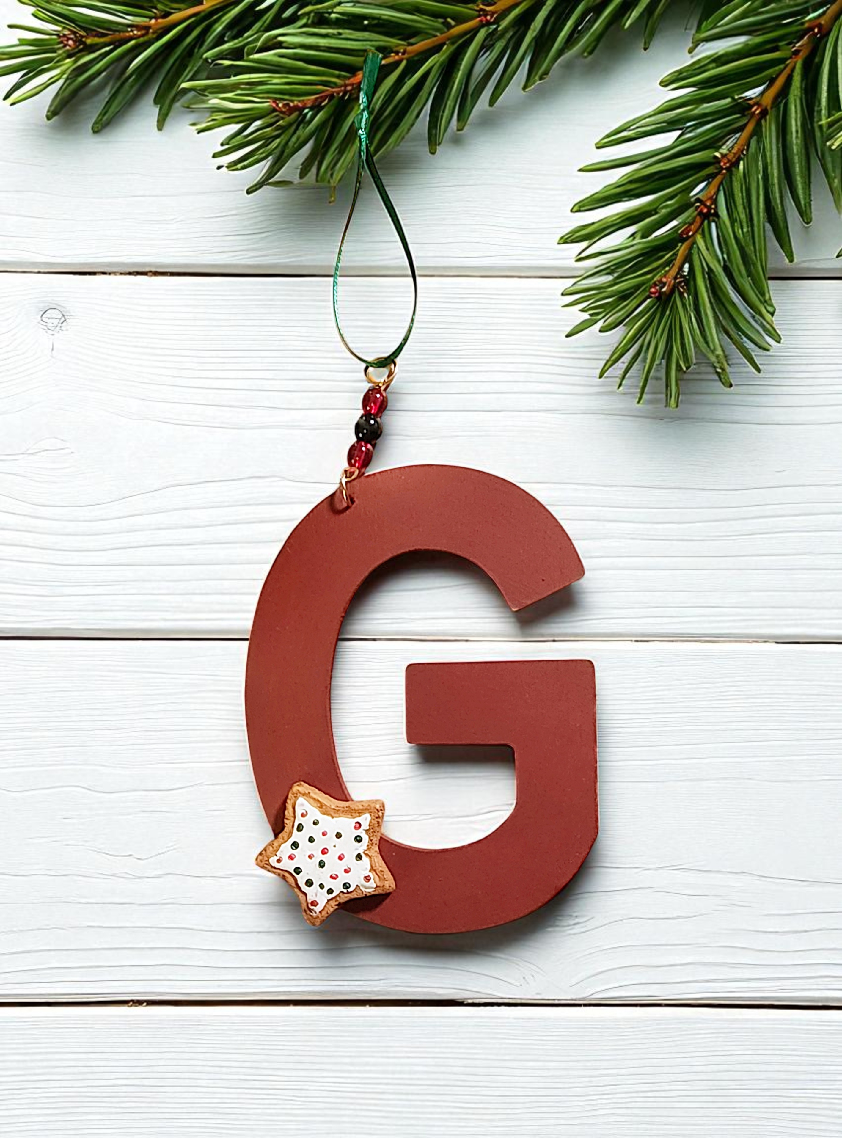 Personalized Wooden Letter Initial G Ornament