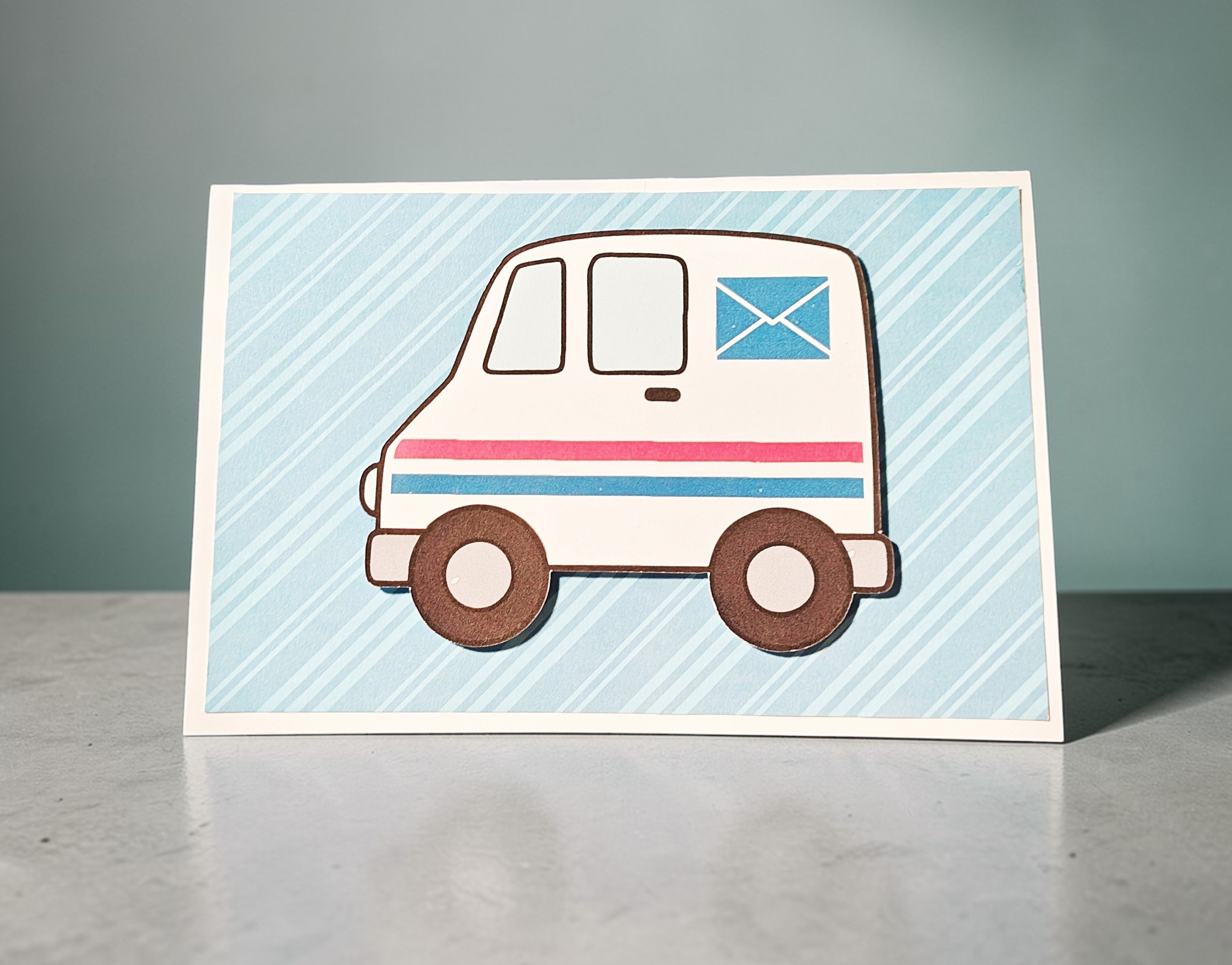 Thank You Postie Mail Carrier Truck Greeting Card