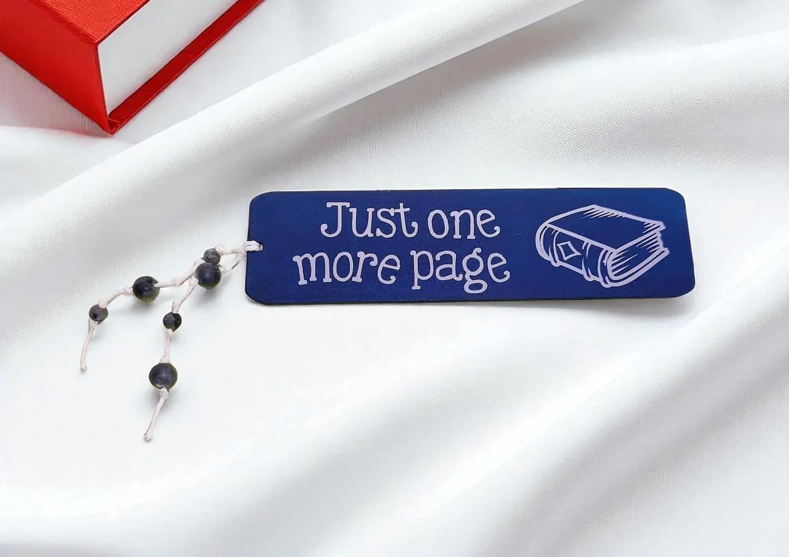 Decorative Wooden Blue Just One More Page Bookmark