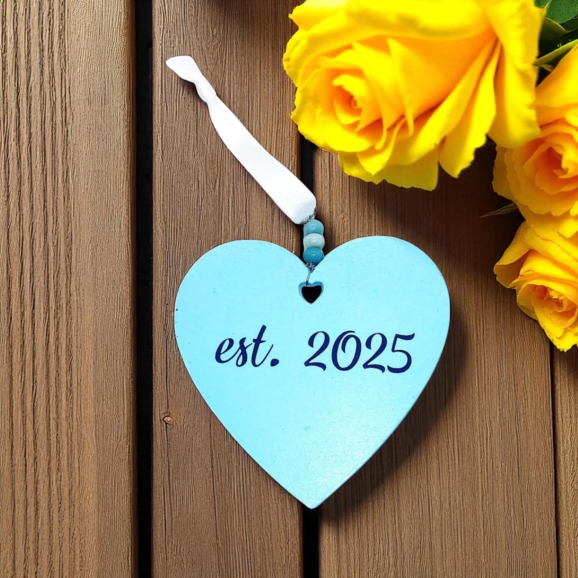 Misty Blue Personalized Wedding Keepsake Hanging Ornament Decoration