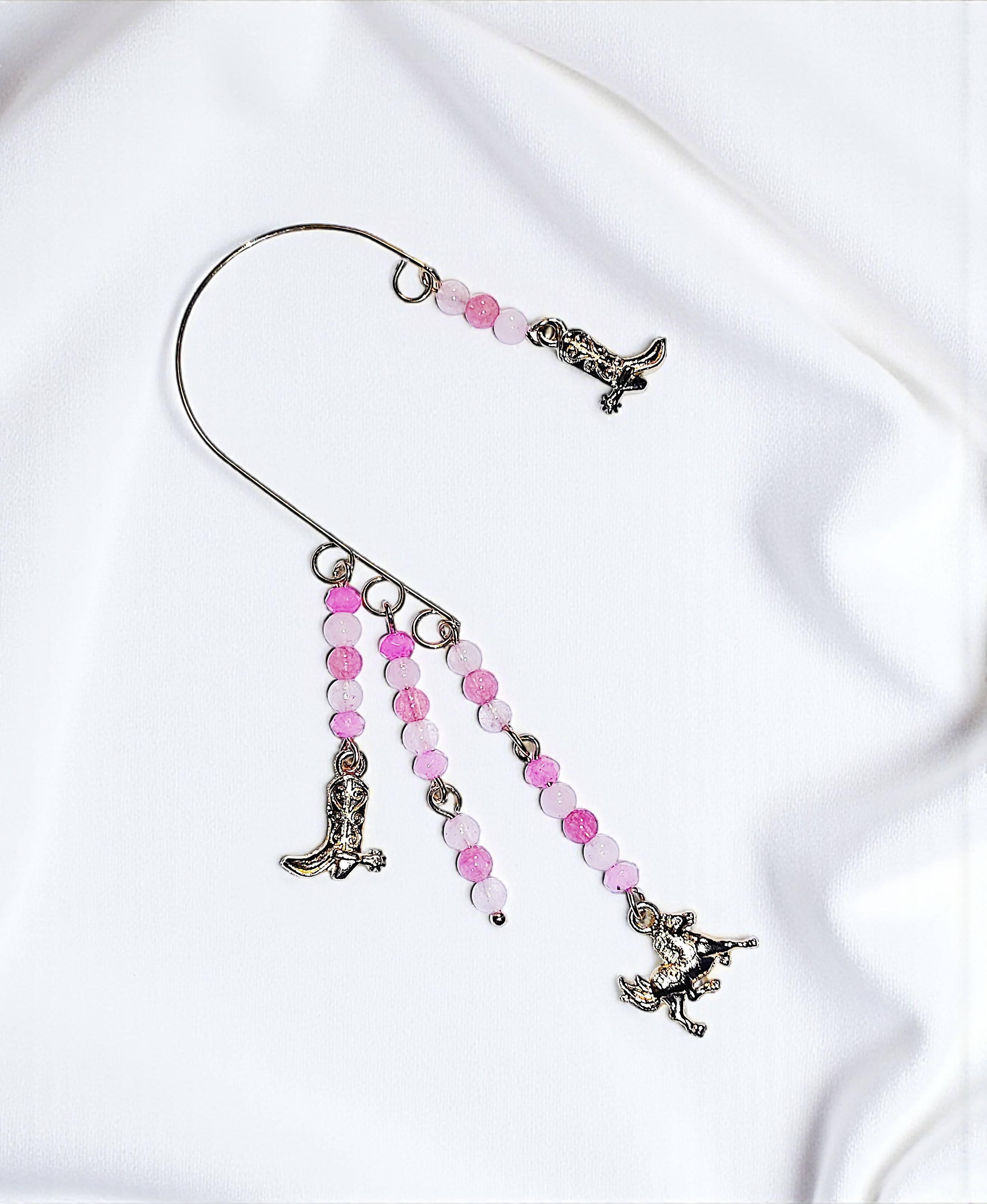 Gold Cowgirl Themed & Pink Gemstone Ear Cuff Wrap