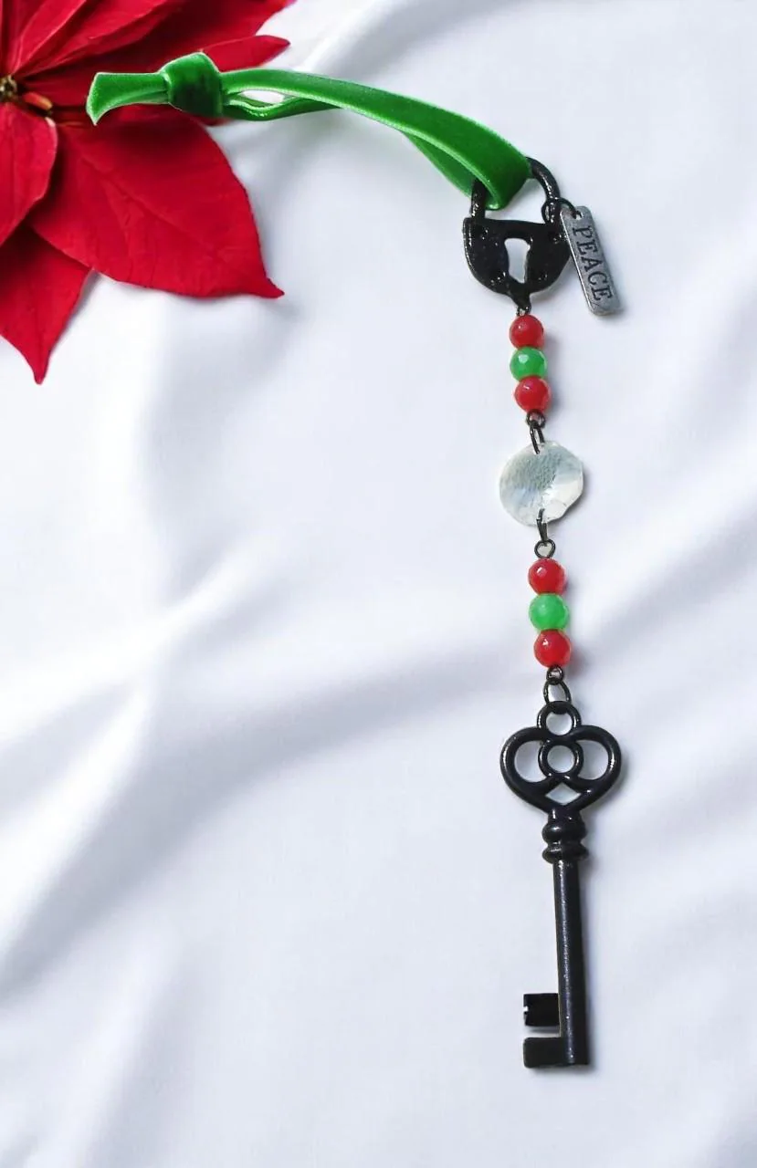 Black Gothic Key Whimsigoth Icicle Ornament 