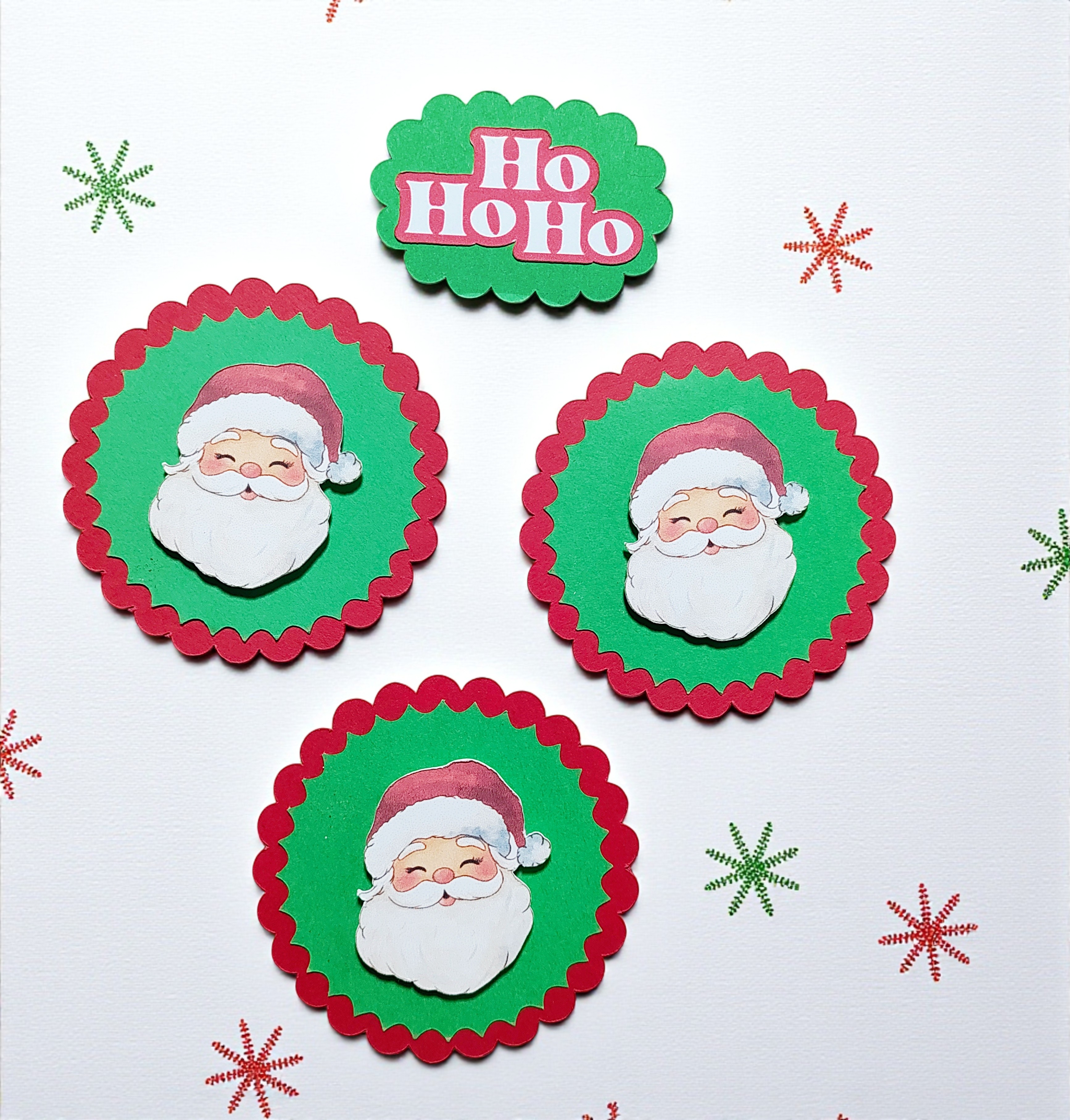 Handmade Christmas Ho Ho Ho Santa Tag Embellishments
