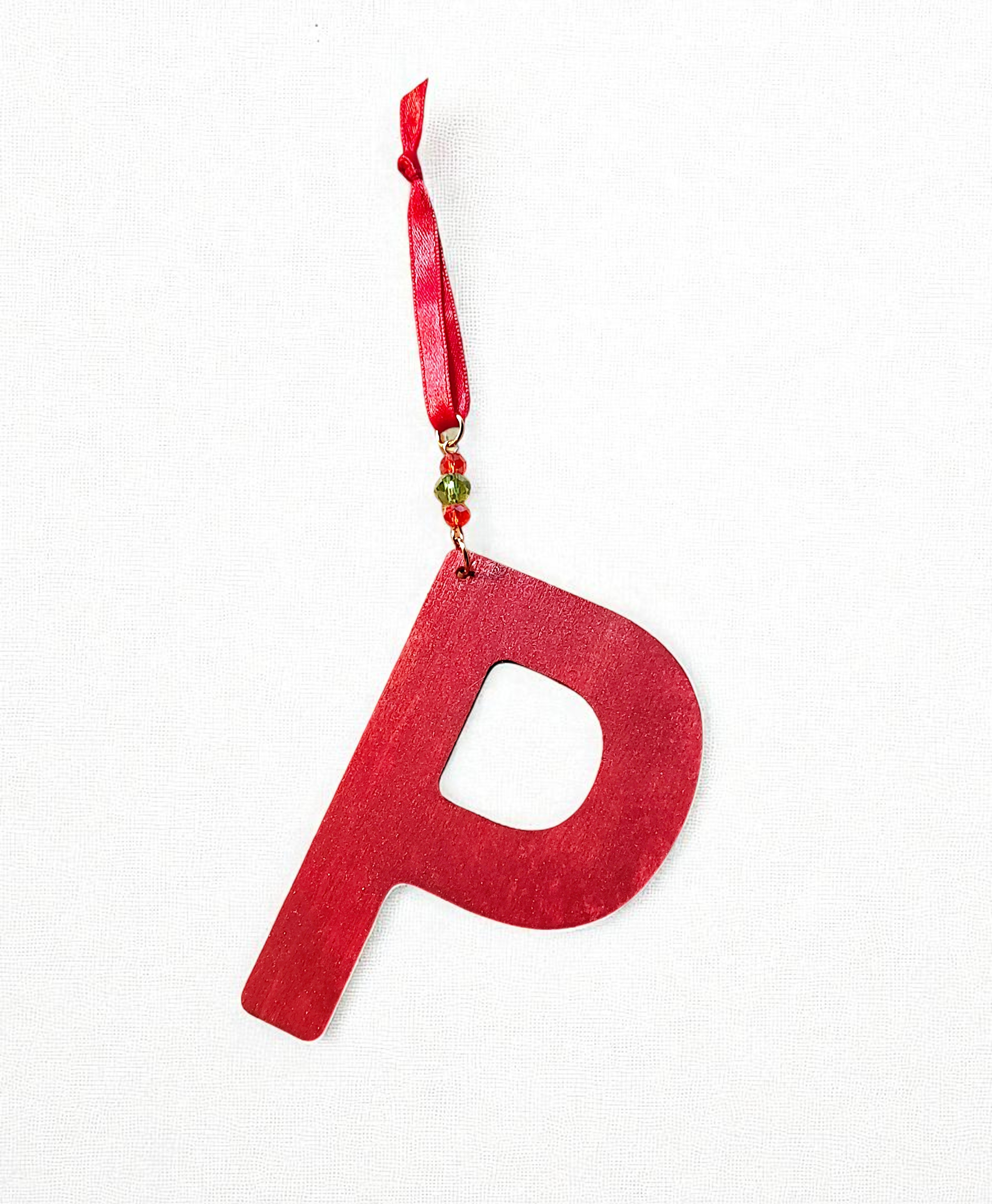 Personalized Wooden Letter Initial P Ornament