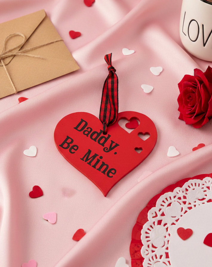 Daddy & Baby Child, Be Mine Heart Shaped Hanging Accent Ornament 