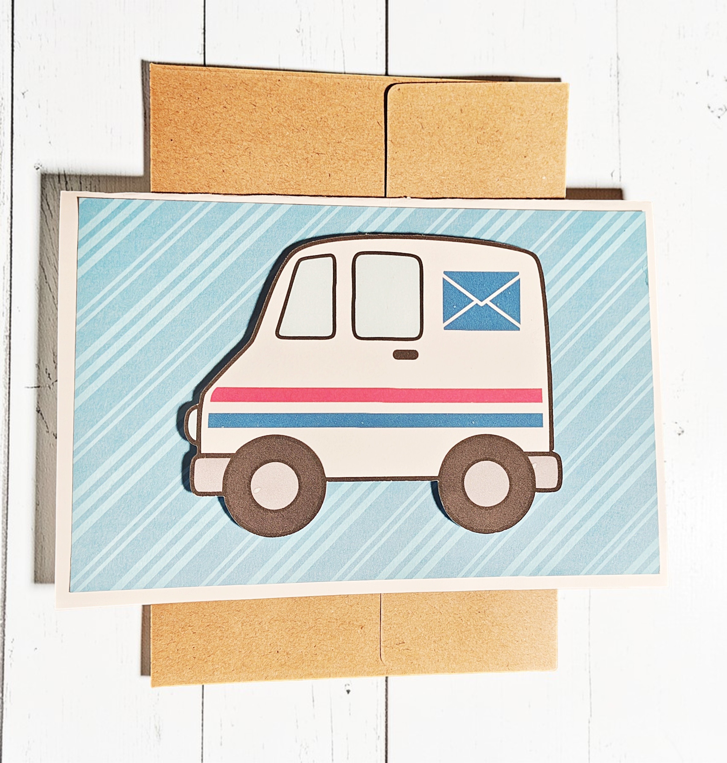 Thank You Postie Mail Carrier Truck Greeting Card