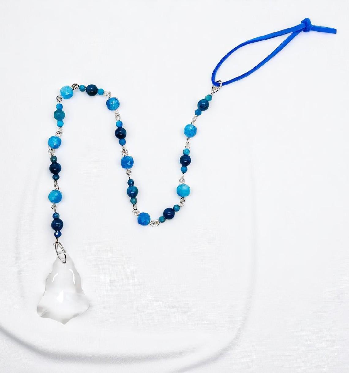 Hanging Blue Gemstone Beaded Sun Catcher