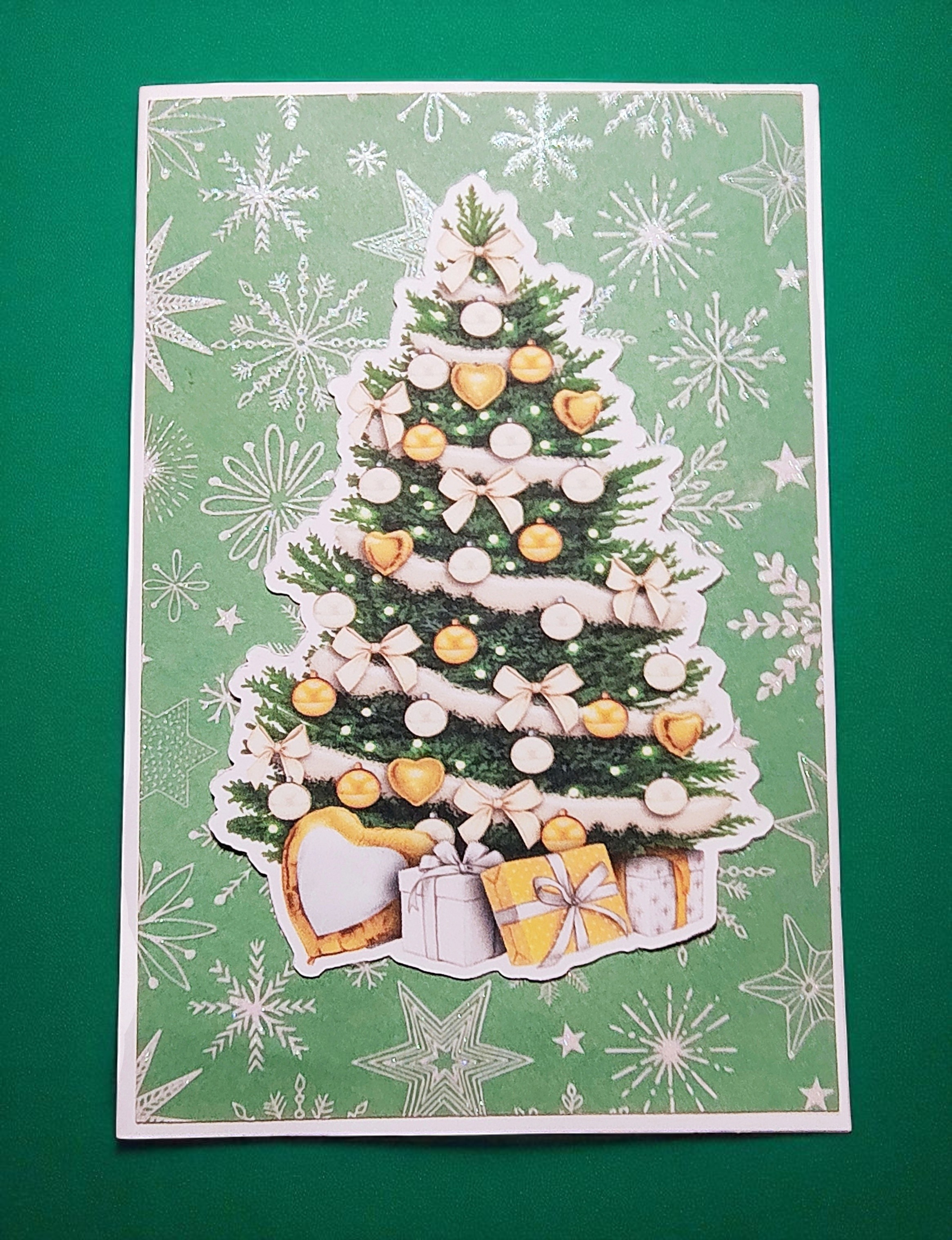 Elegant Tree & Golden Gifts Christmas Greeting Card