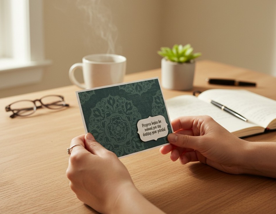 Inspirational Progress Begins Quote Greeting Card