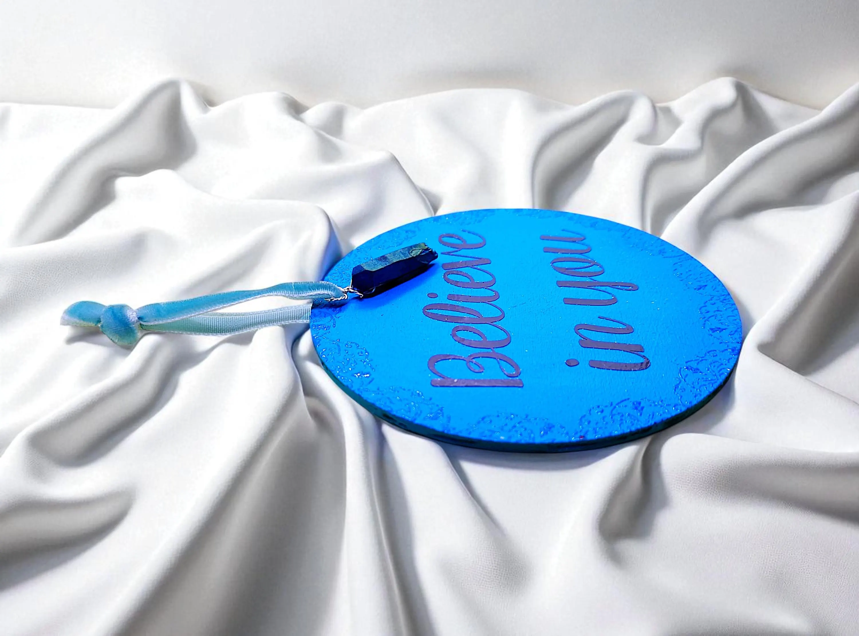 Blue Believe in You Inspirational Hanging Sign Ornament Decoration 