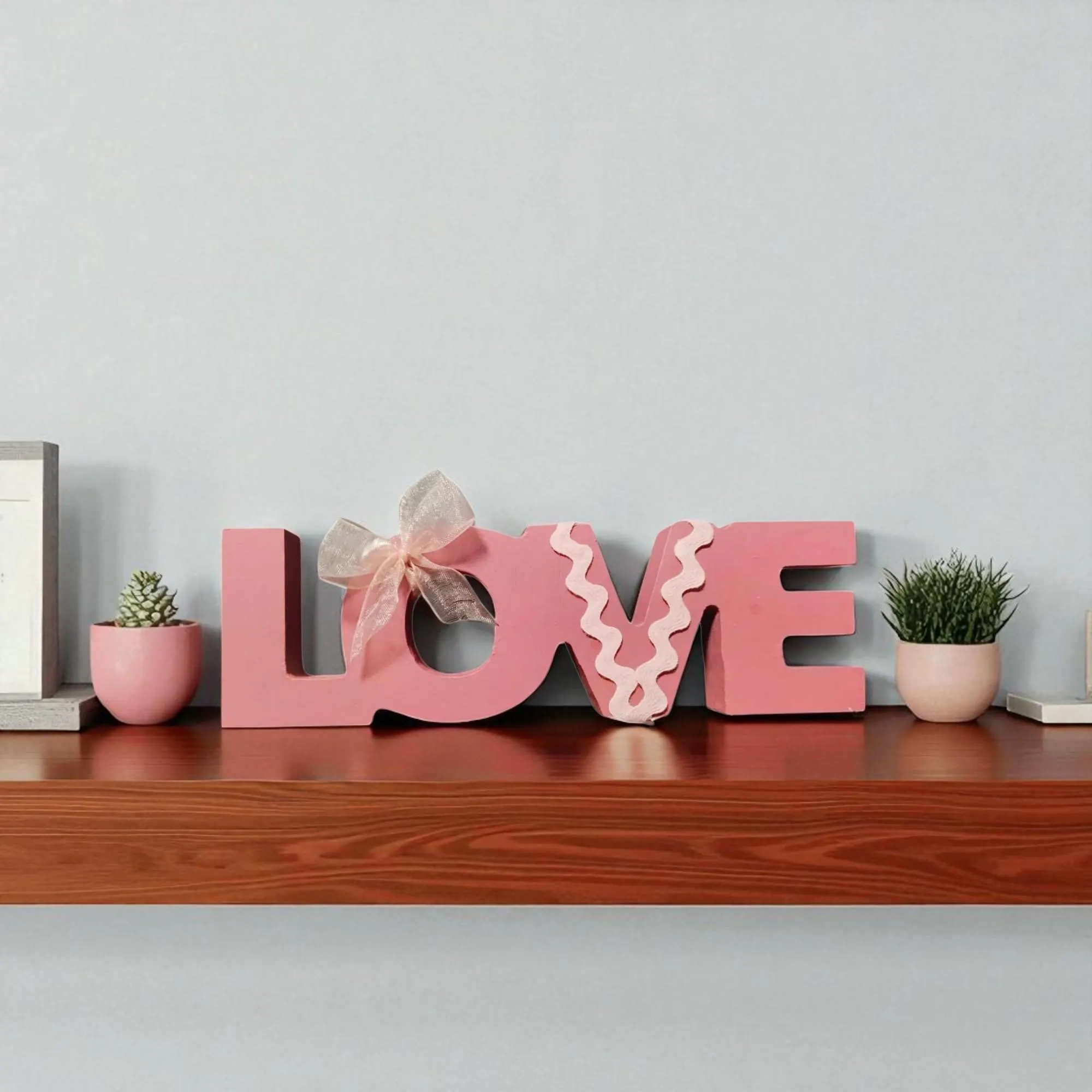 Handmade Small Wooden Decorative LOVE Shelf Sitter  