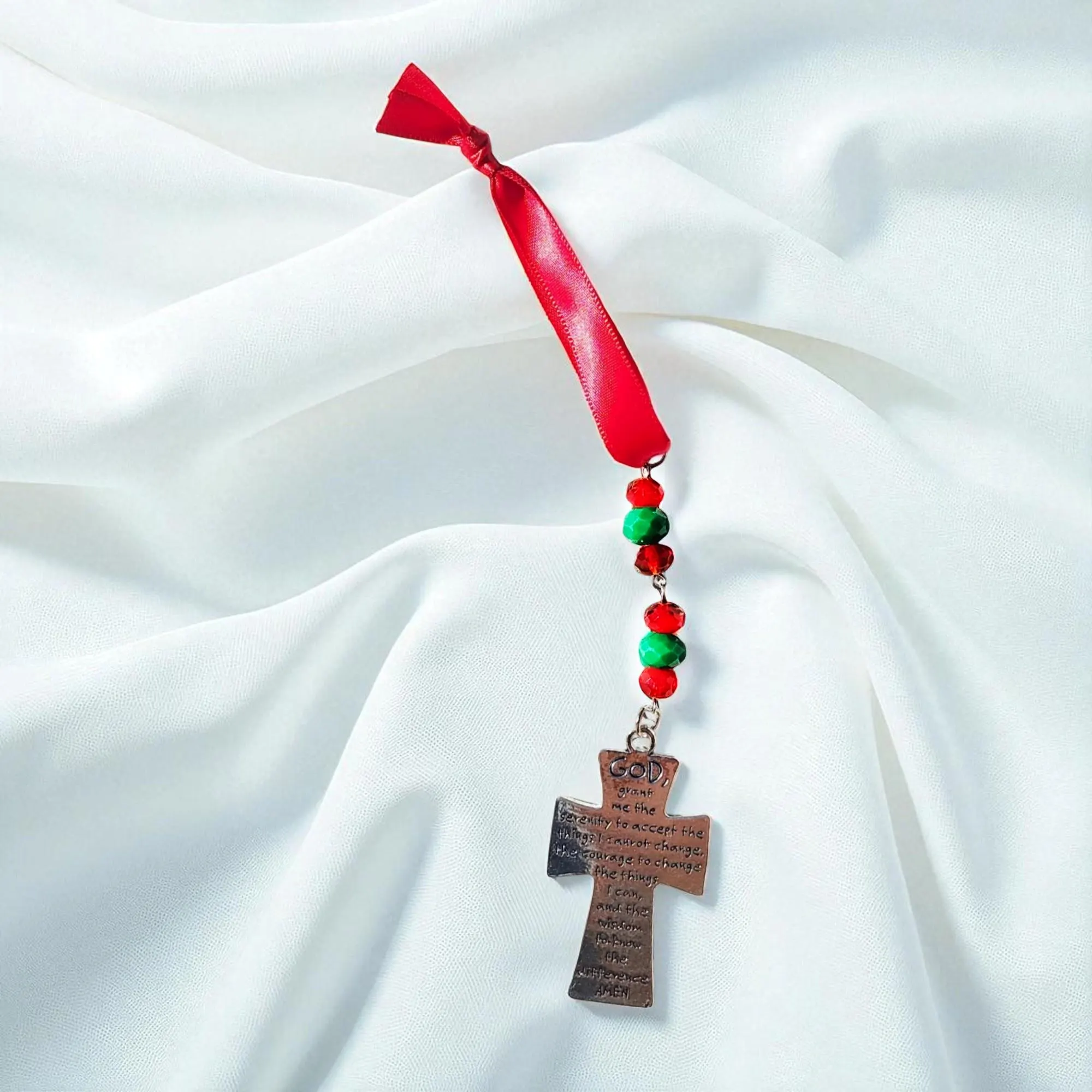 Serenity Prayer Cross Holiday Icicle Ornament 