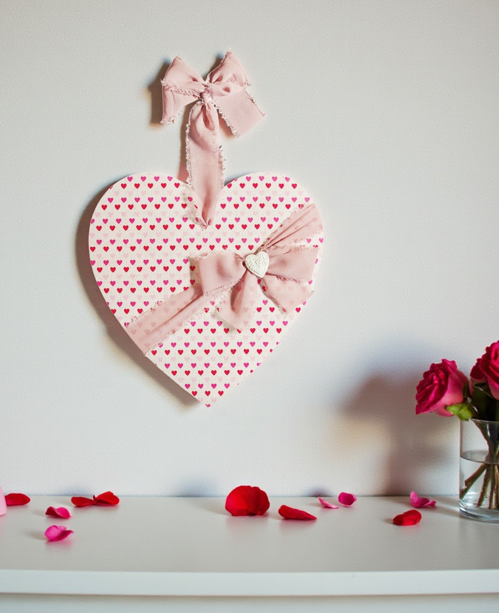 Shabby Chic Valentine Heart Door Hanger Sign