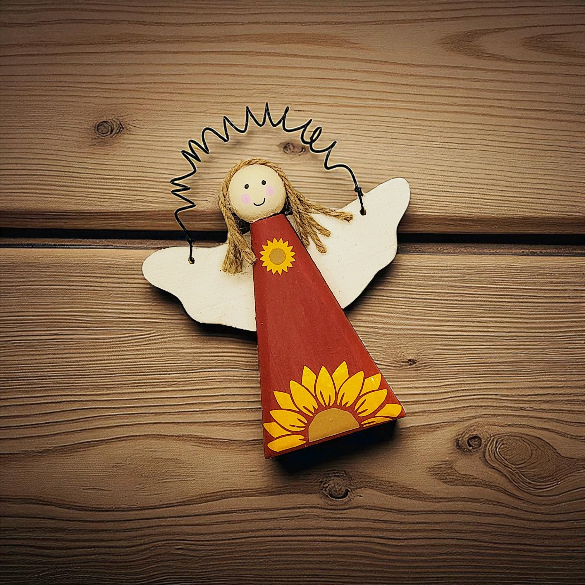 Fall Wooden Angel Ornament