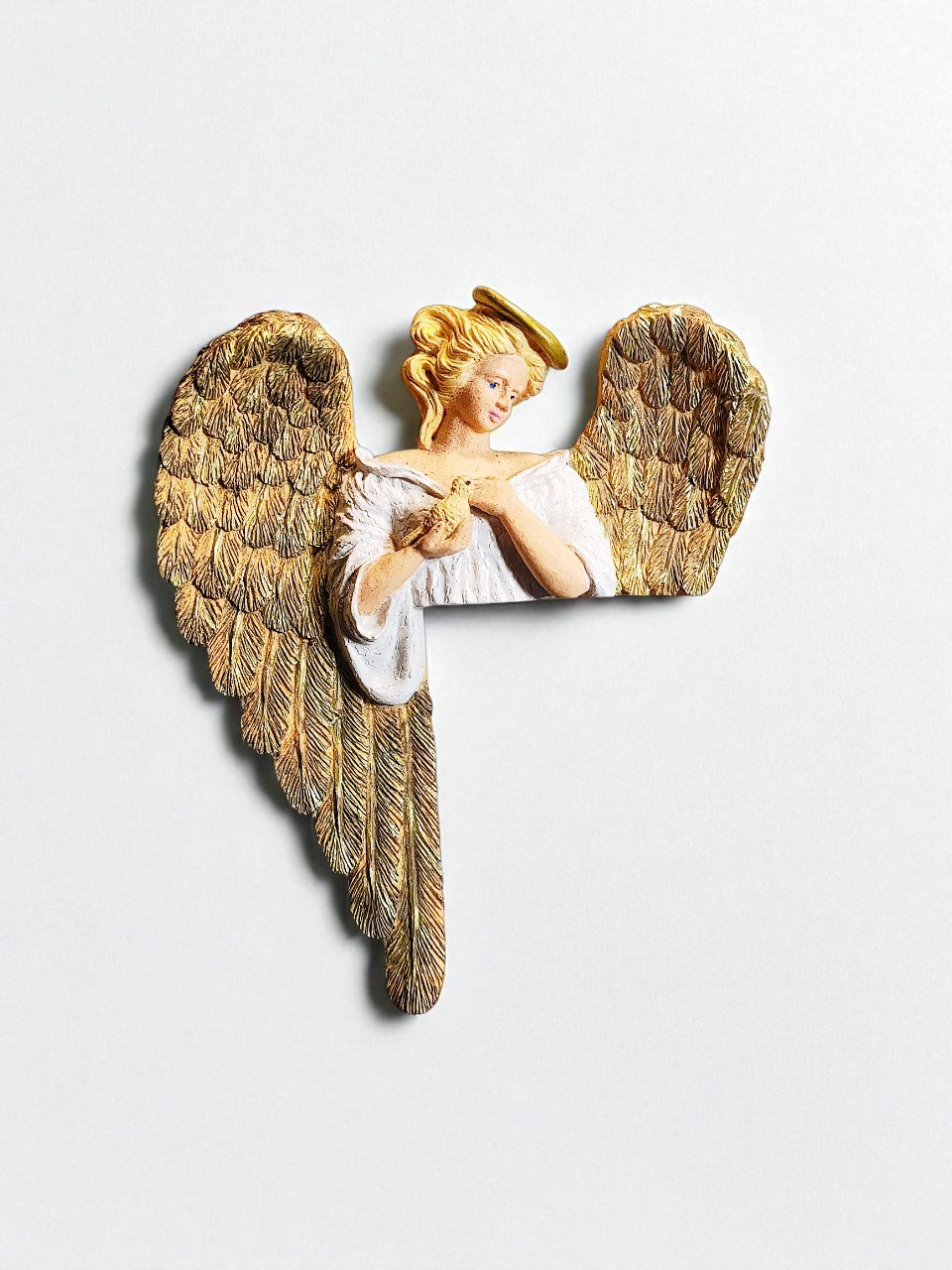 Hand Painted Angel with Bird Top of Door Frame Sitter 