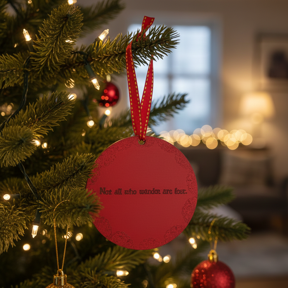 Red Not All Who Wander Are Lost Quote Wooden Hanging Ornament Sign 