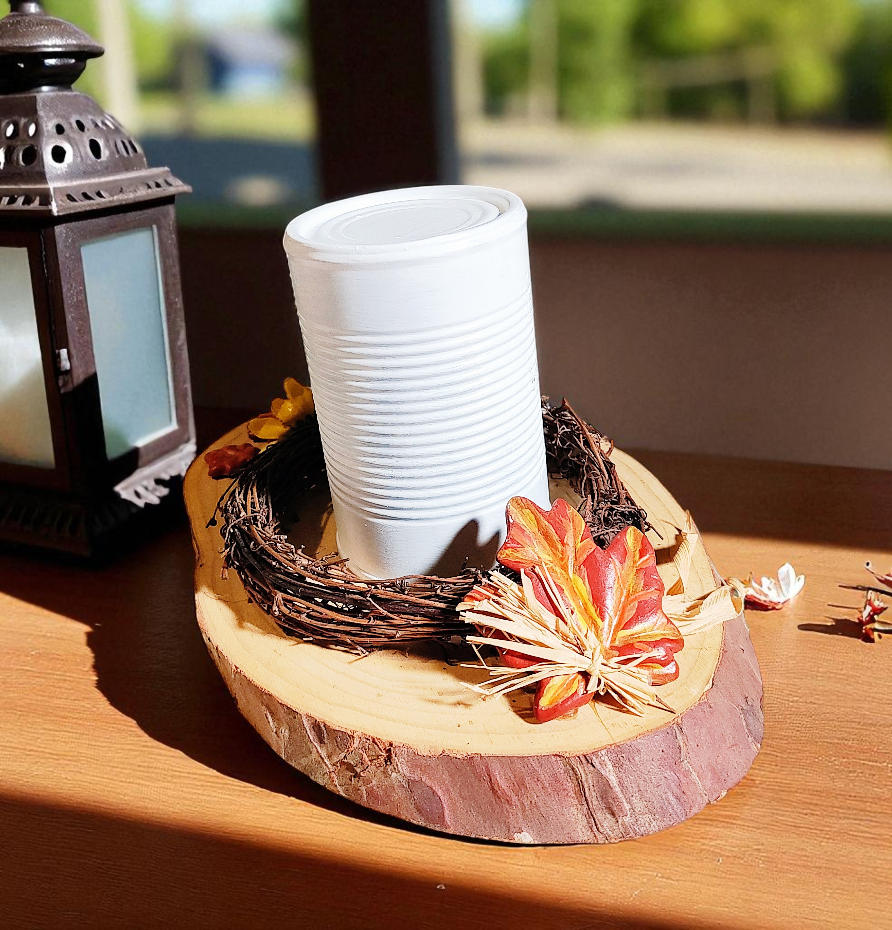 Decorative Wooden Autumn Candle Wreath 