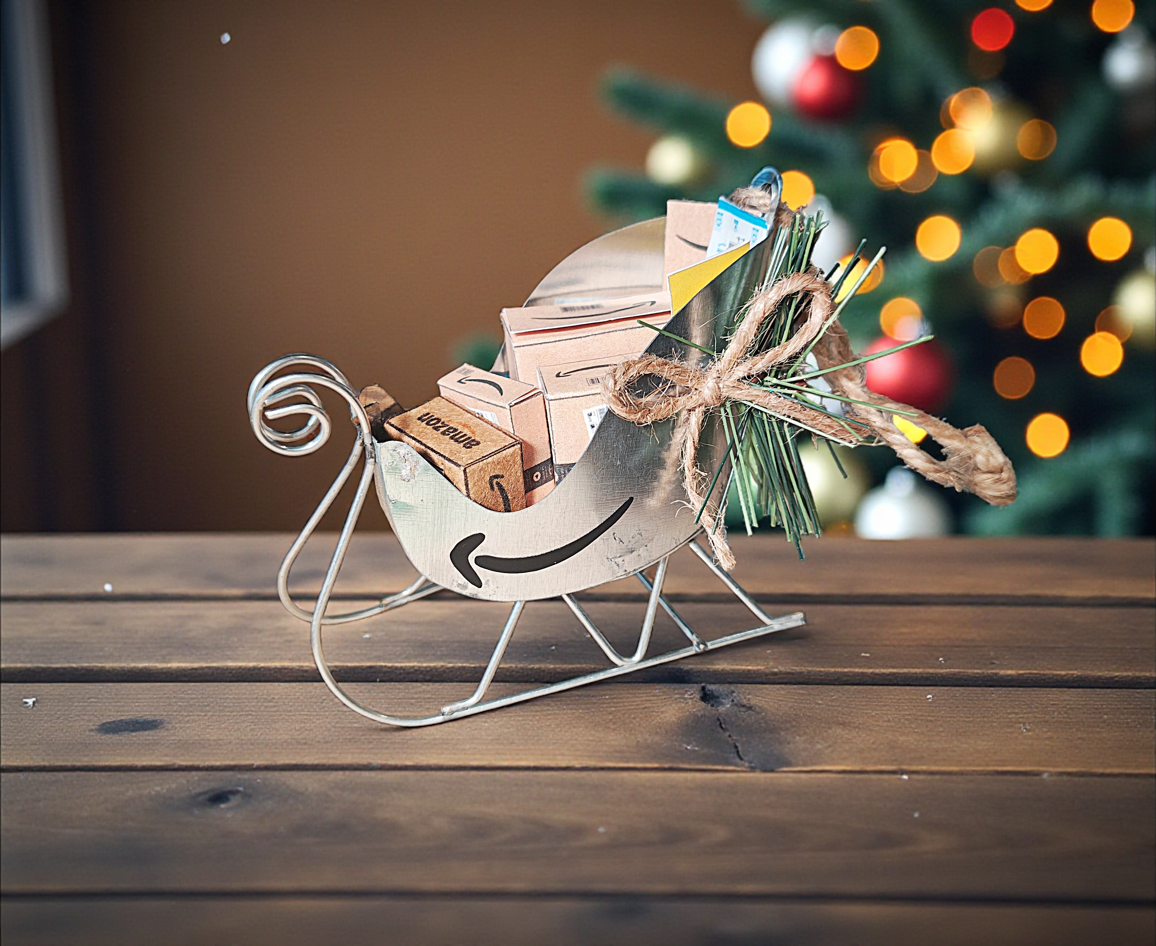 Mini Amazon Package Sleigh Christmas Ornament