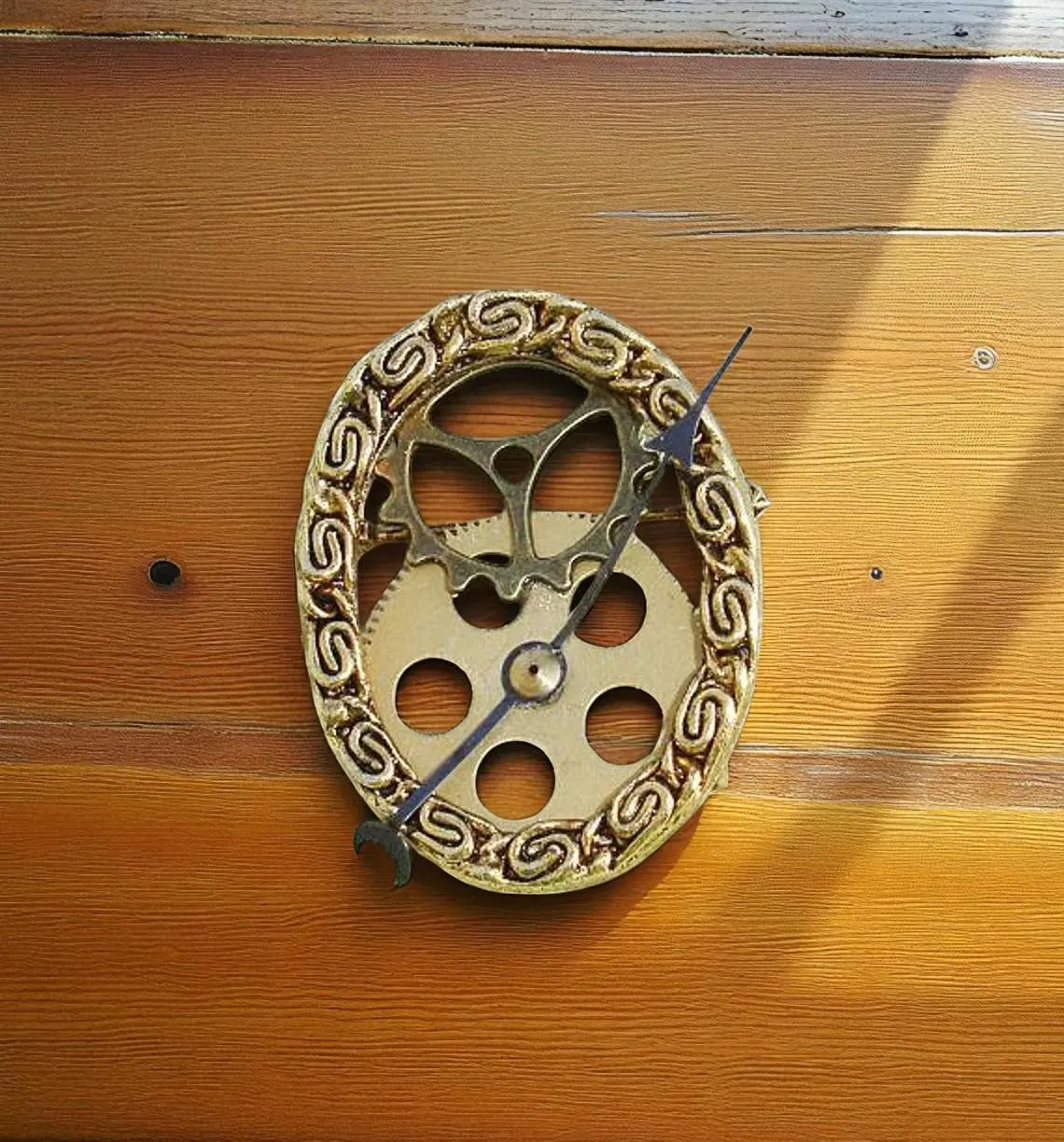 Steampunk Gold & Bronze Gear Upcycled Brooch - OOAK