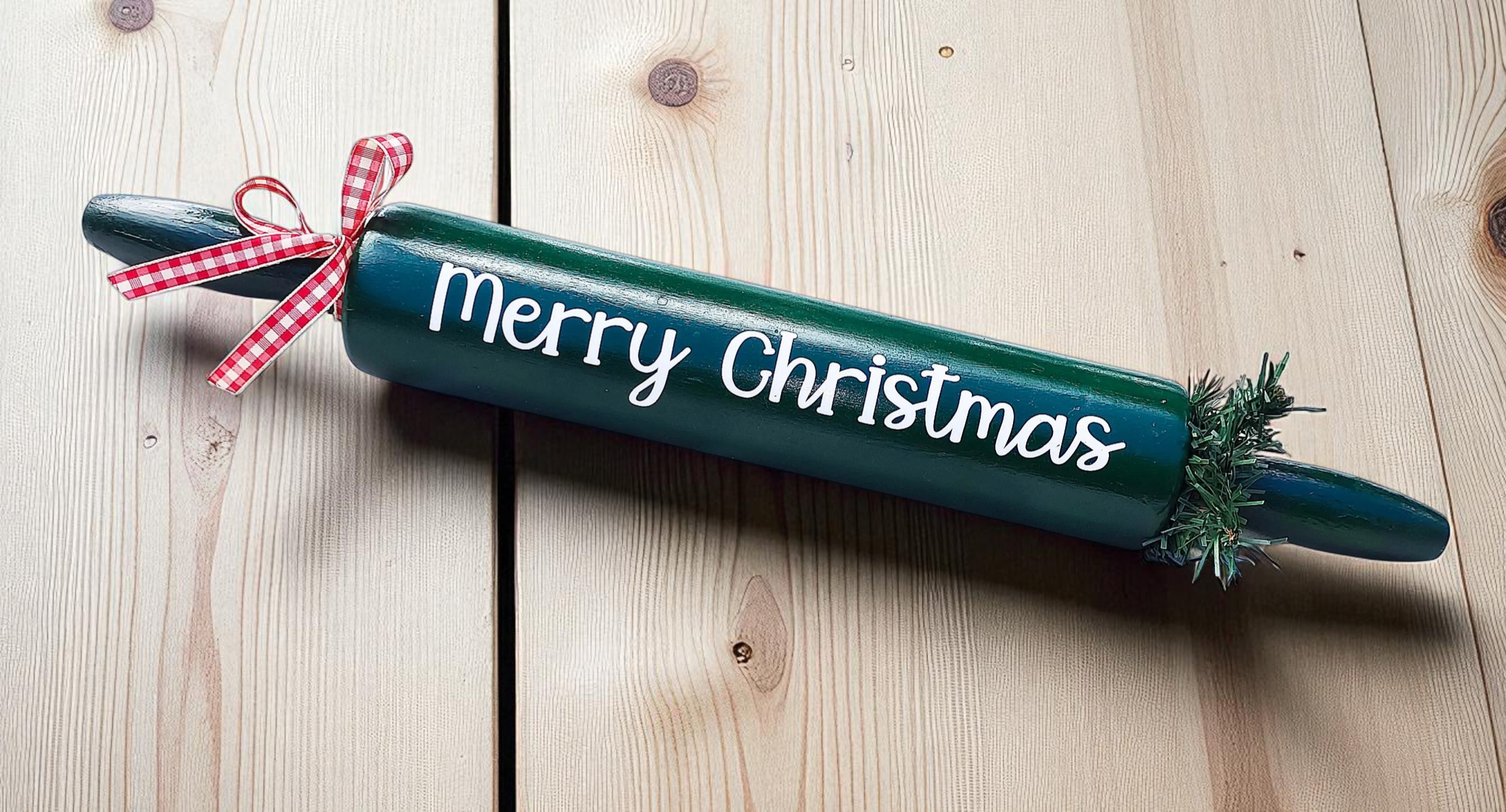 Kitchen Wooden Merry Christmas Rolling Pin Decoration 