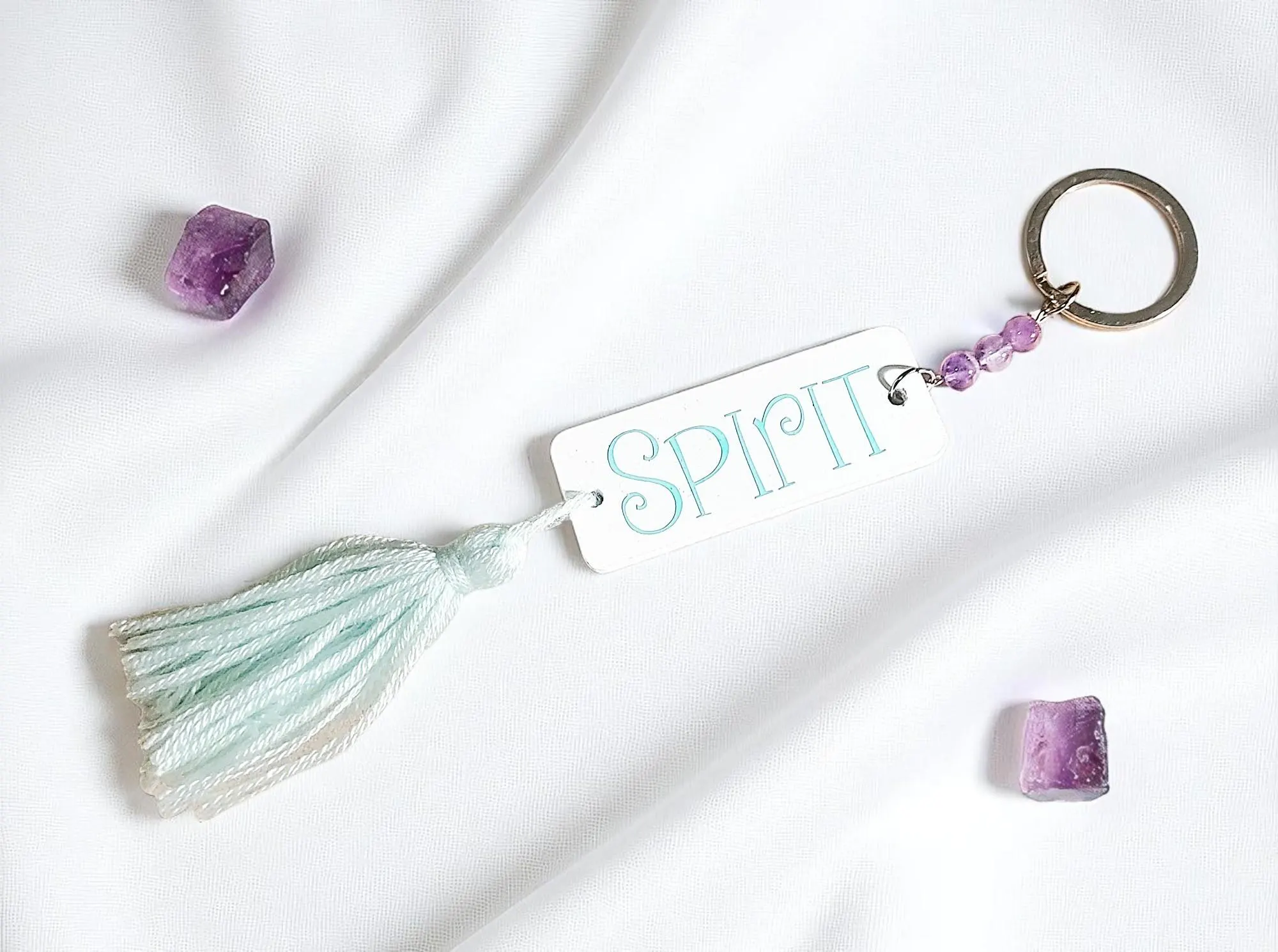 Wild Spirit Beaded Gemstone Tassel Key Ring 