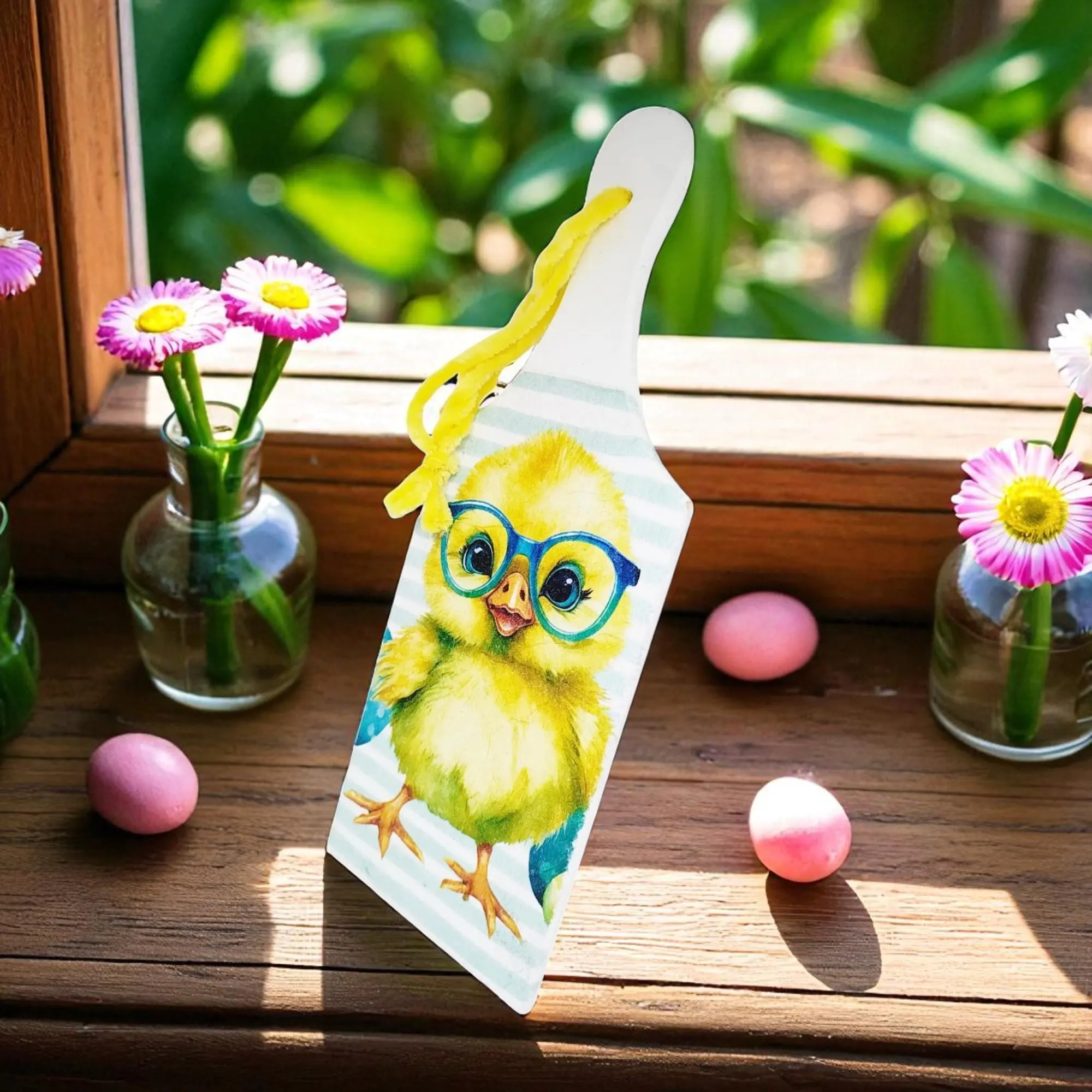 Wooden Quirky Chick with Glasses Cutting Board  Sign Decor 