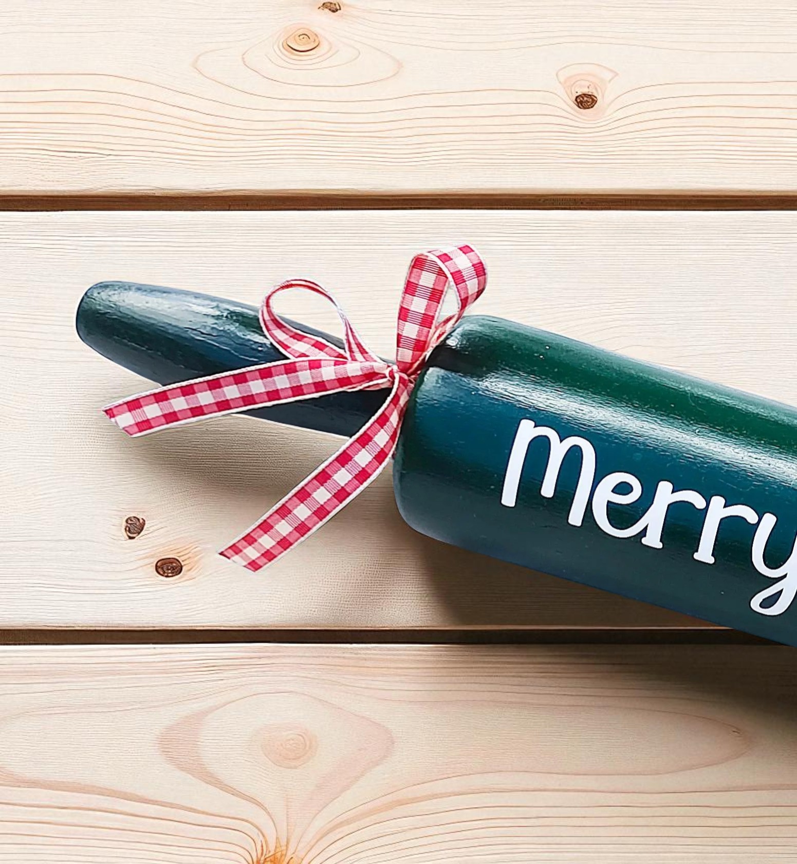 Kitchen Wooden Merry Christmas Rolling Pin Decoration 