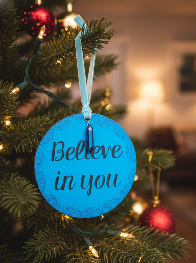 Blue Believe in You Inspirational Hanging Sign Ornament Decoration 