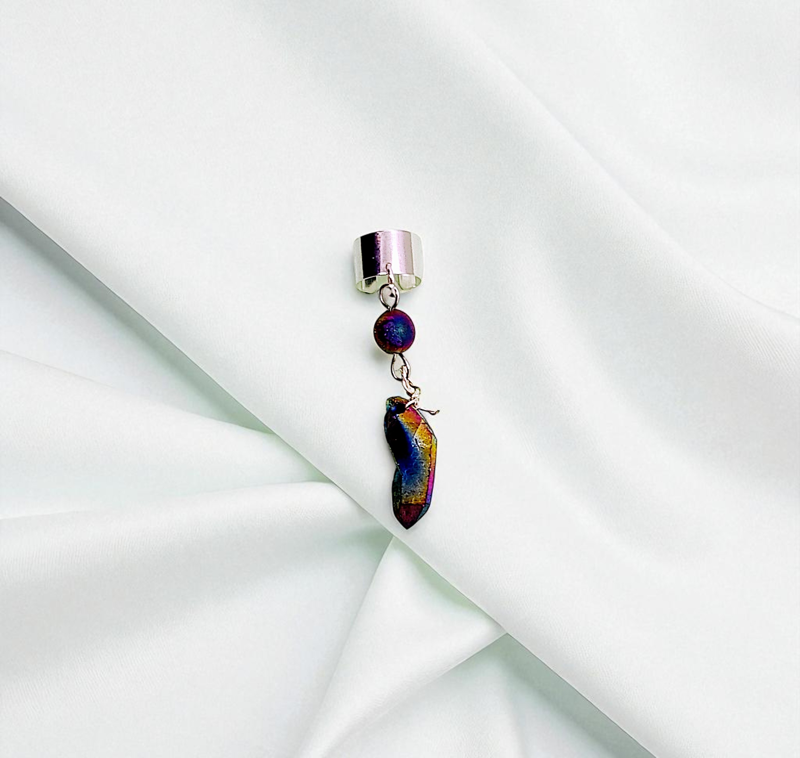 Whimsigoth Ear Cuff with Dangling Druzy Gemstones