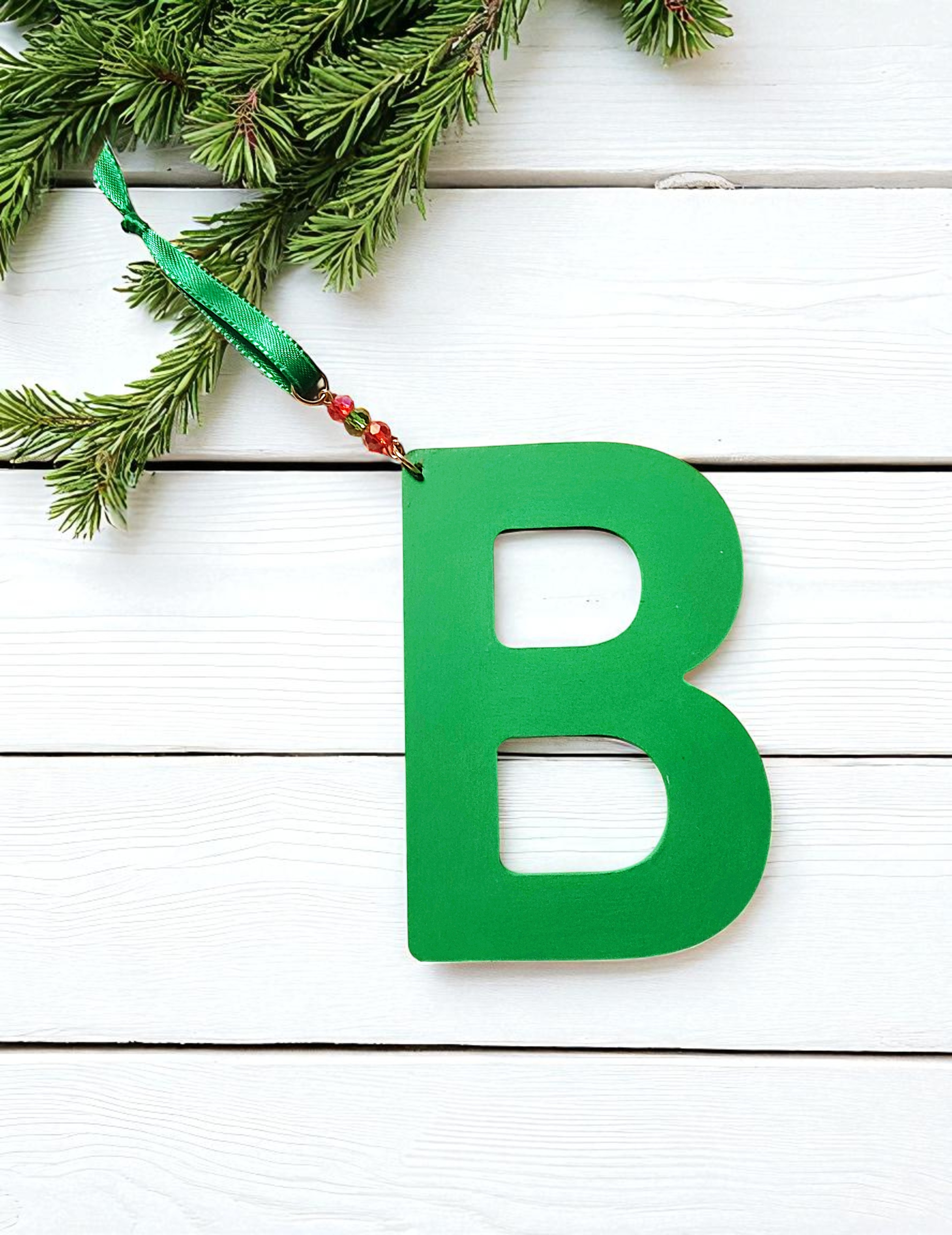 Personalized Wooden Letter Initial B Ornament