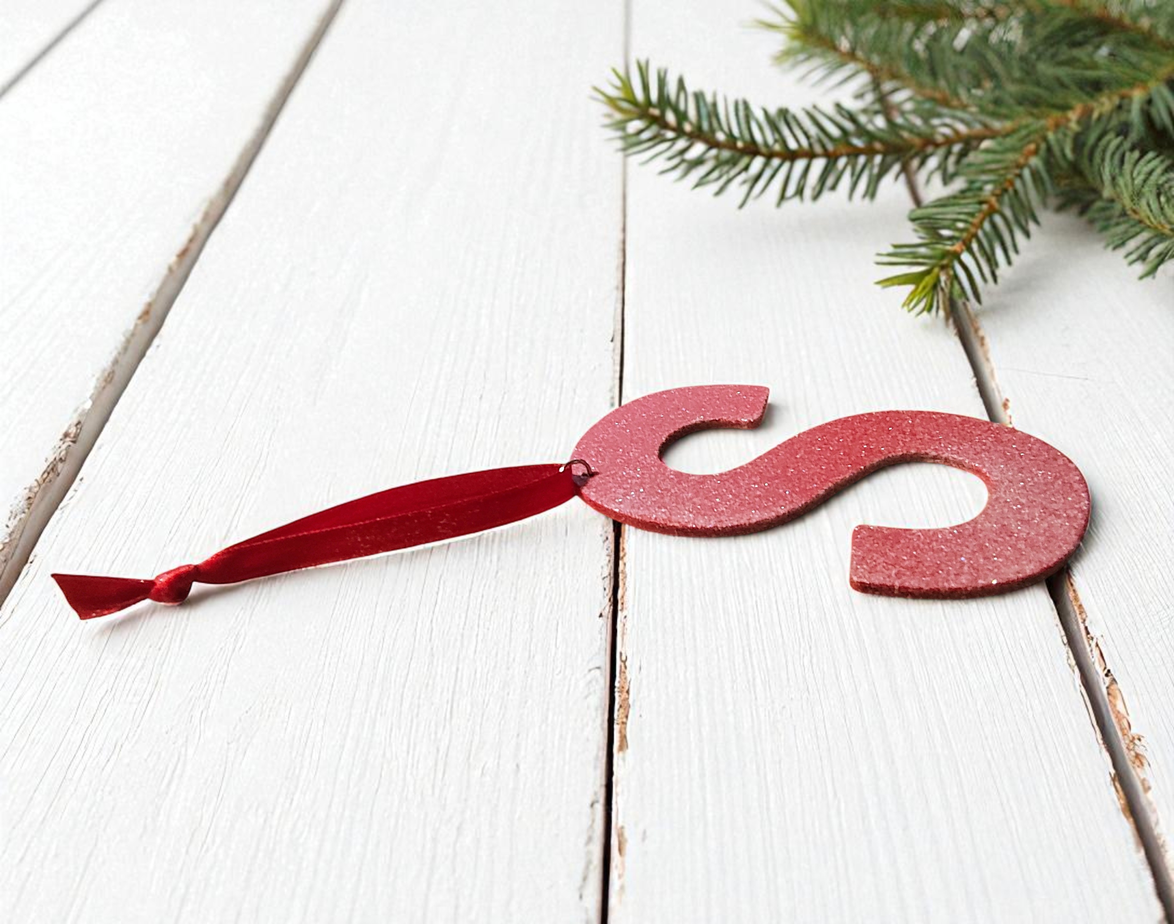 Personalized Wooden Letter Initial S Ornament