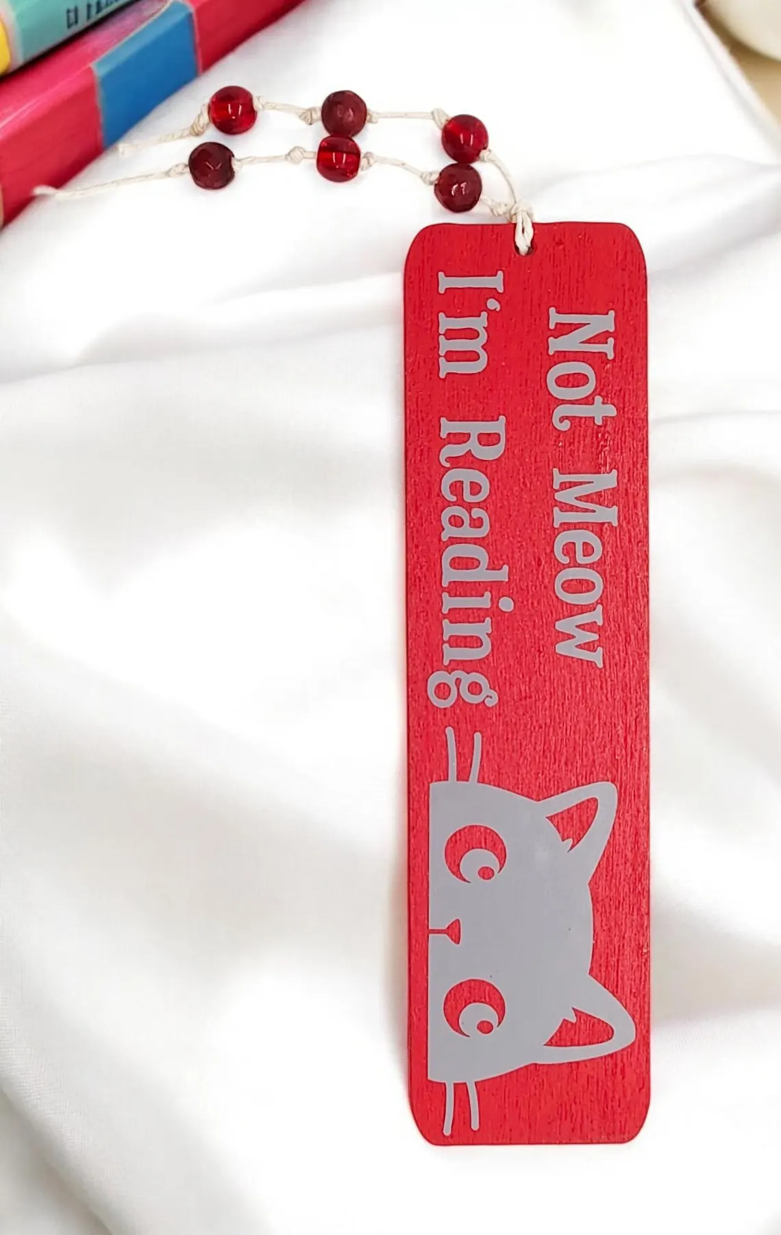 Decorative Wooden Not Meow I'm Reading Cat Bookmark