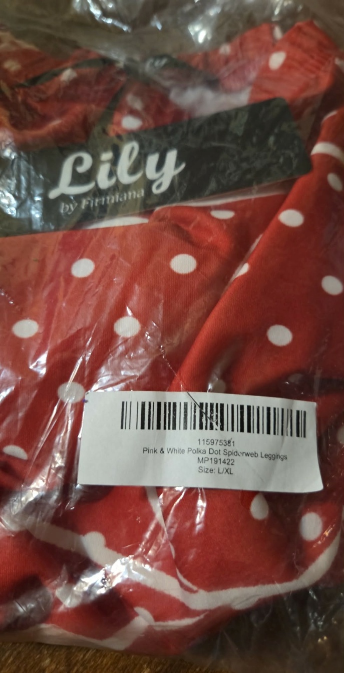 Women's Leggings L/XL Red Polka Dot Stretch Pull-On Pants - Lily by Firmiana NWT