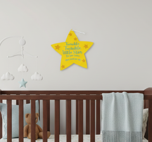 Handmade Wooden Tinkle Twinkle Little Star Sign